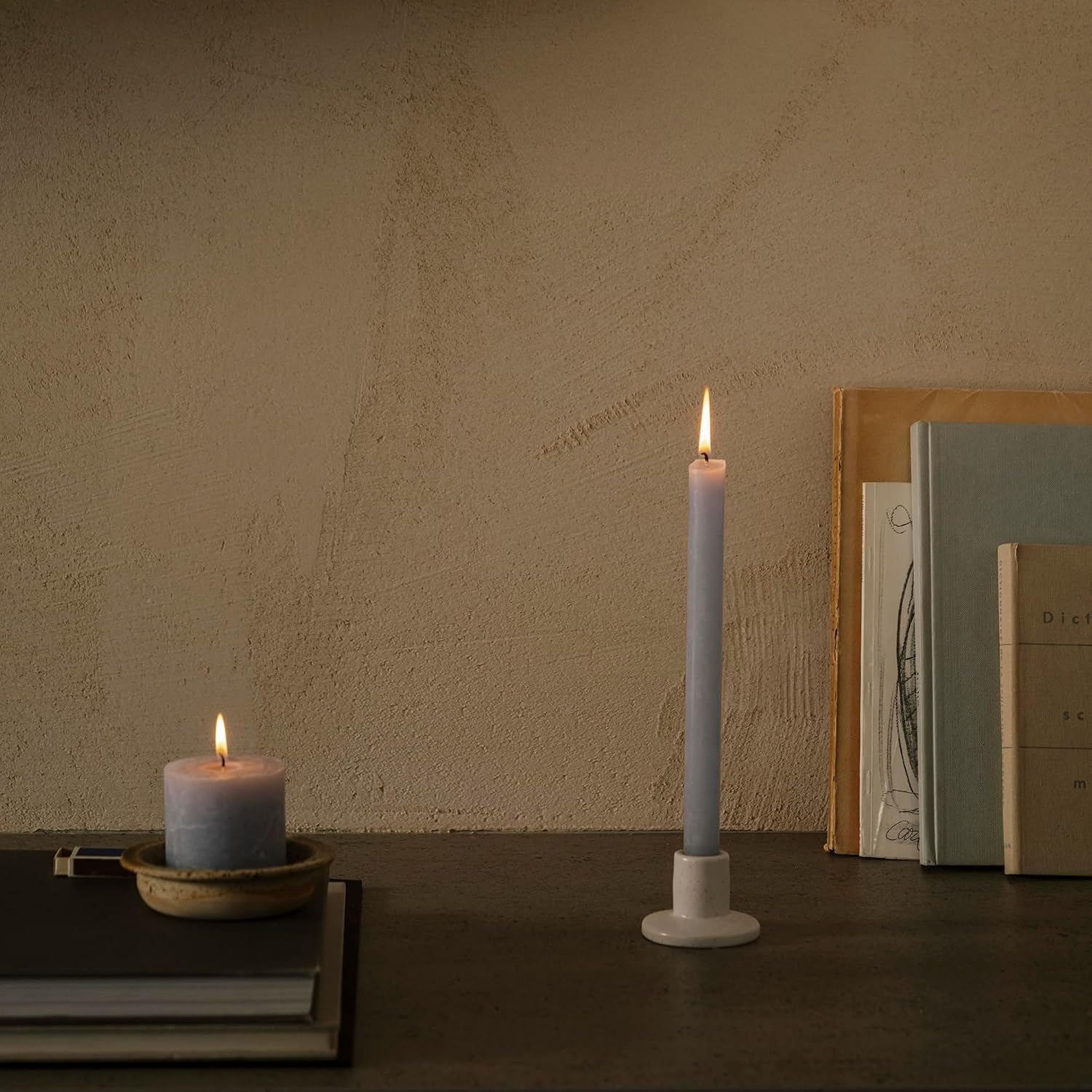 Spaas Rustic Pillar Candle 70/95 mm 35h, Light Blue