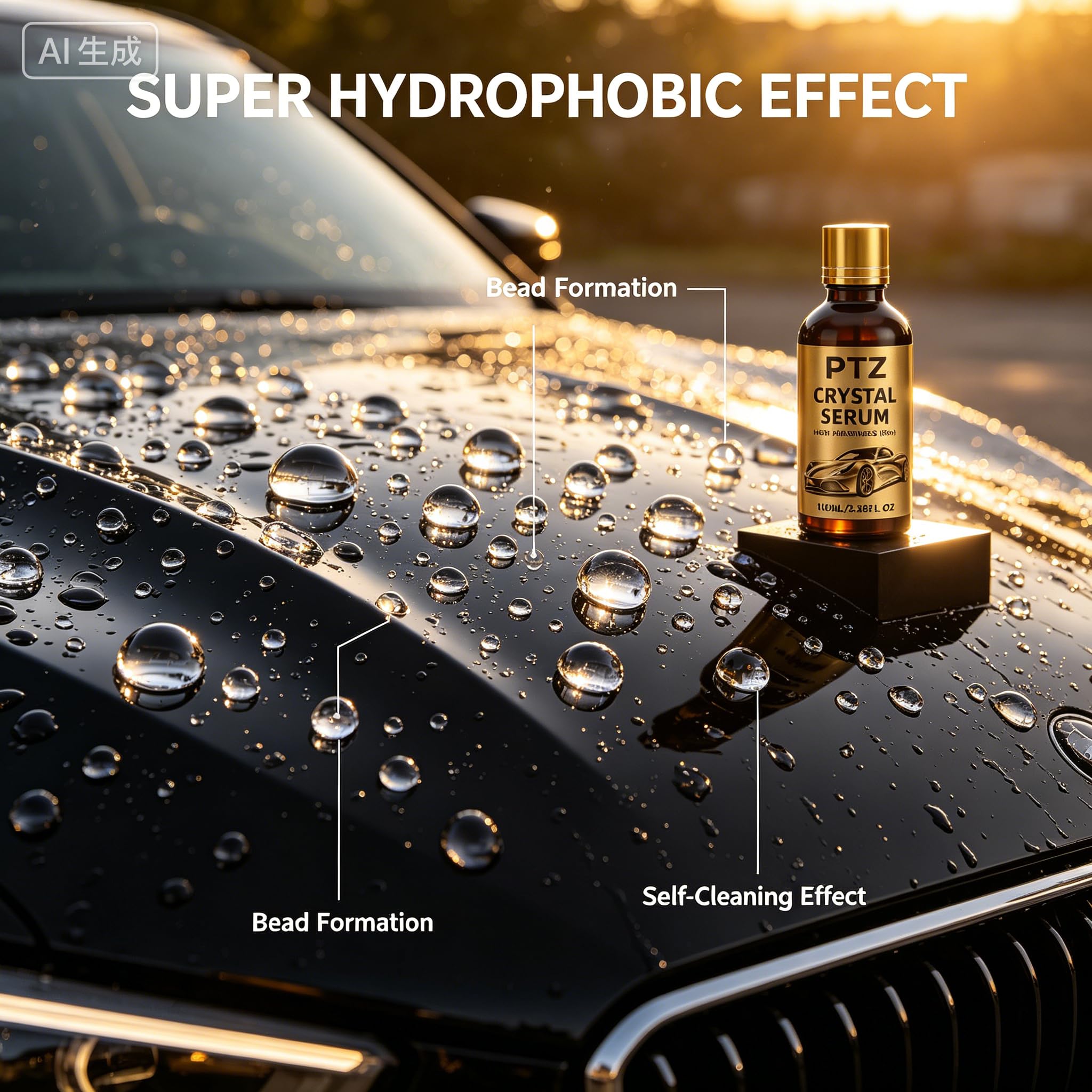2Pack PTZ Crystal Serum for Cars – Advanced Graphene Ceramic Coating for Cars(100ML), 9H Graphene Coating for Auto Car Detailing, Gloss Hydrophobicty Anti Scratch (1*PC) - 4