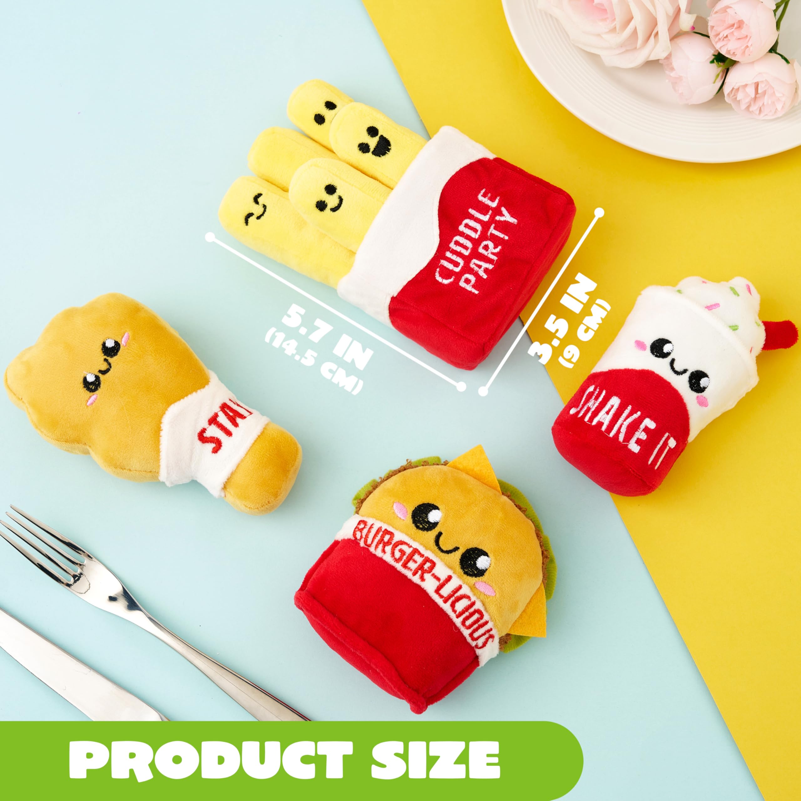 JOYIN Juego de juguetes de comida combinada de felpa, 4 piezas