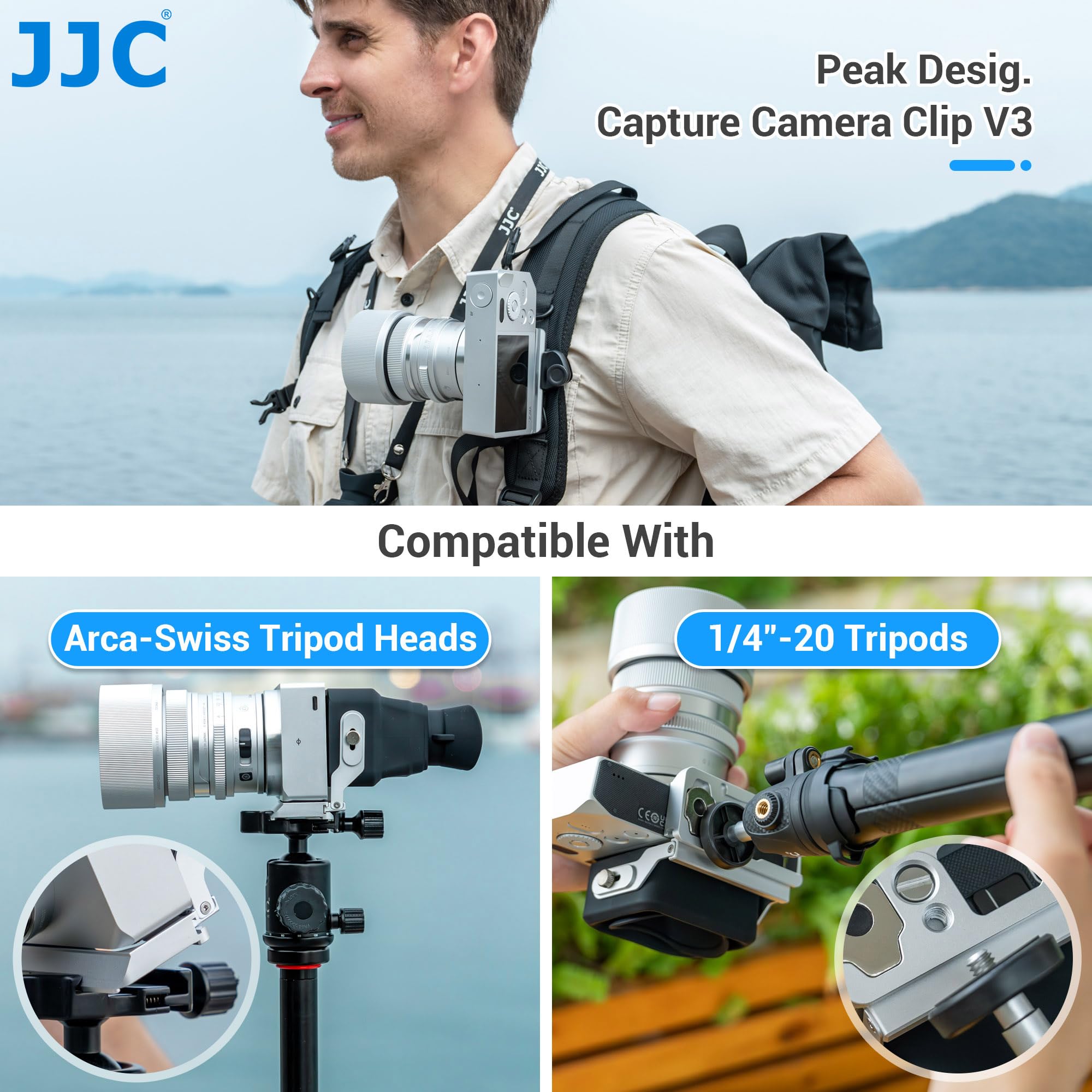 JJC Wizjer LCD z 3-krotnym powiększeniem, kompatybilny z Sigma BF, długi wizjer z płytką szybkiego zwalniania typu Arca, kompatybilny z klipsem do kamery Peak Design V3, osłona przeciwsłoneczna ekranu