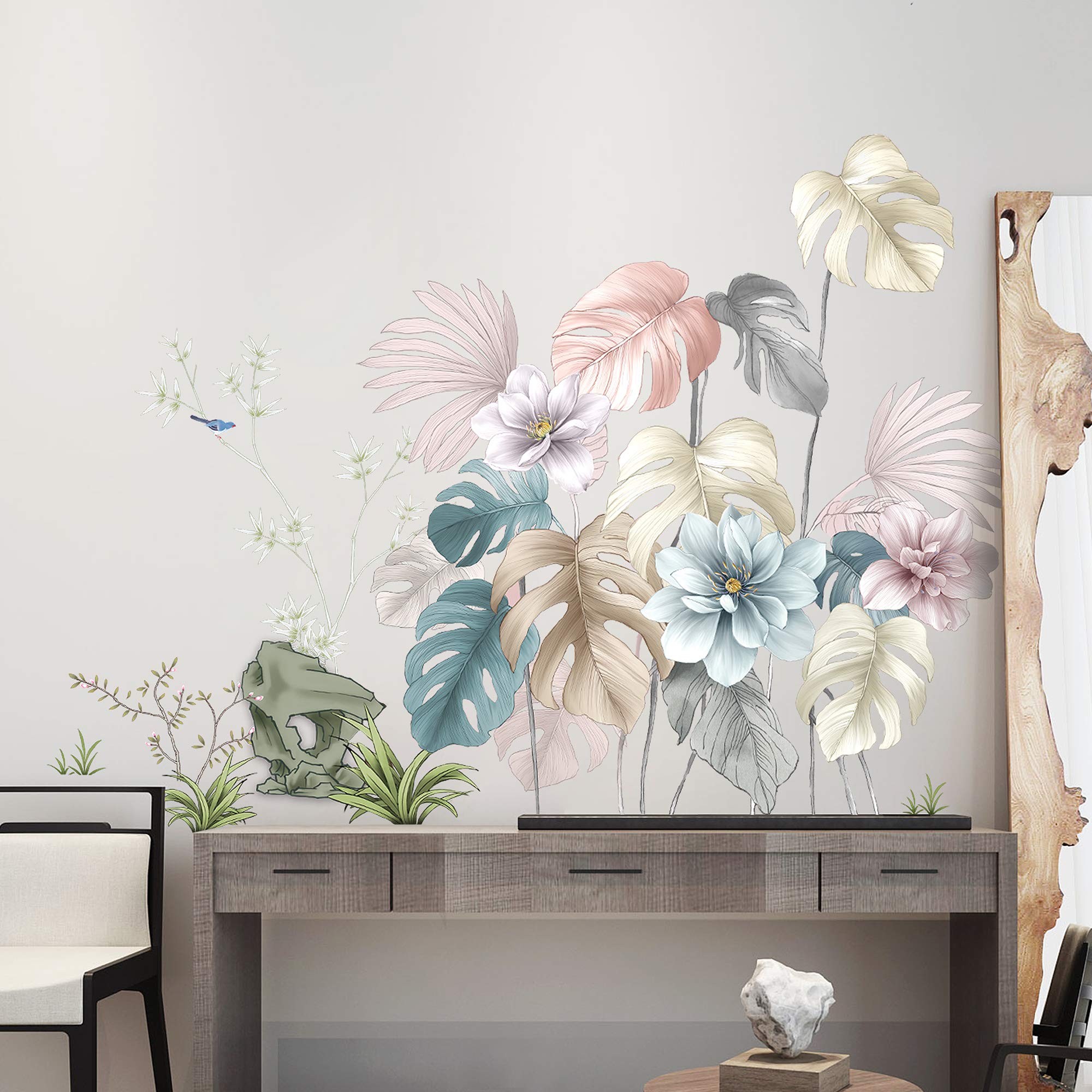 Removable Flower Wall Corner Stickers - Peel And Stick 3D Floral Wall Decals For Kids Room, Nursery, Living Room