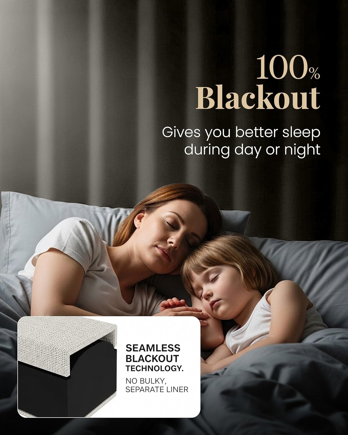 DECOLURE Linen Blackout Curtains - SunShield 96 Inches Long Black Out Curtains for Living Room and Bedroom Windows - Luxury Faux Linen, 2 Panels Set, Ultra Durable - 96 Length x 52 in (Light Grey)