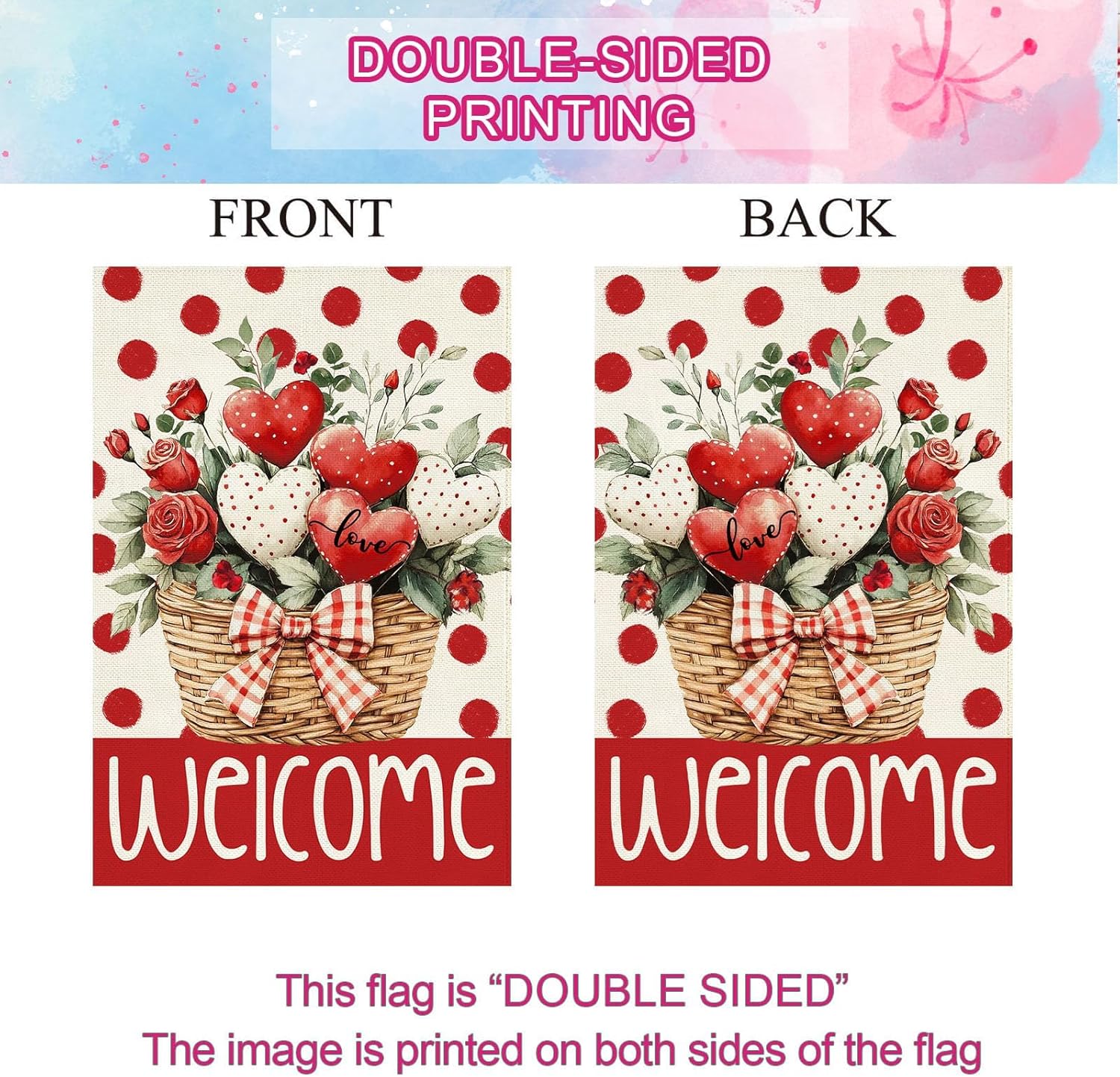 Baccessor Valentines Day Garden Flag 12.5 x 18 Inch, Love Heart Polka Dot Double Sided Burlap Small Yard Flag Anniversary Wedding Holiday Outdoor Outside Decor - Image 7