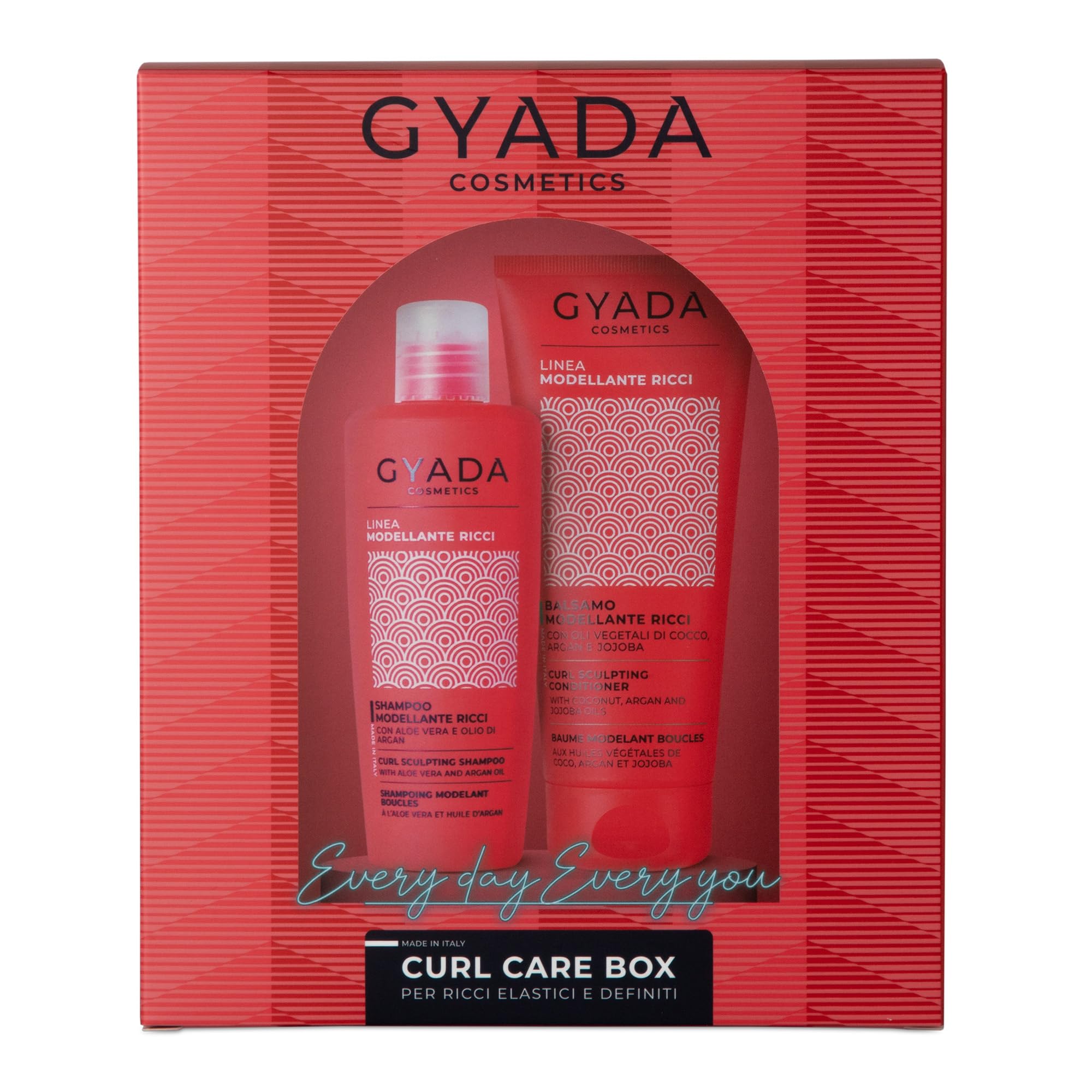 GYADA COSMETICS, COFFRET SOINS DE BOUCLES, Coffret cadeau pour cheveux bouclés, Kit avec shampooing et après-shampoing, 250 ml + 200 ml