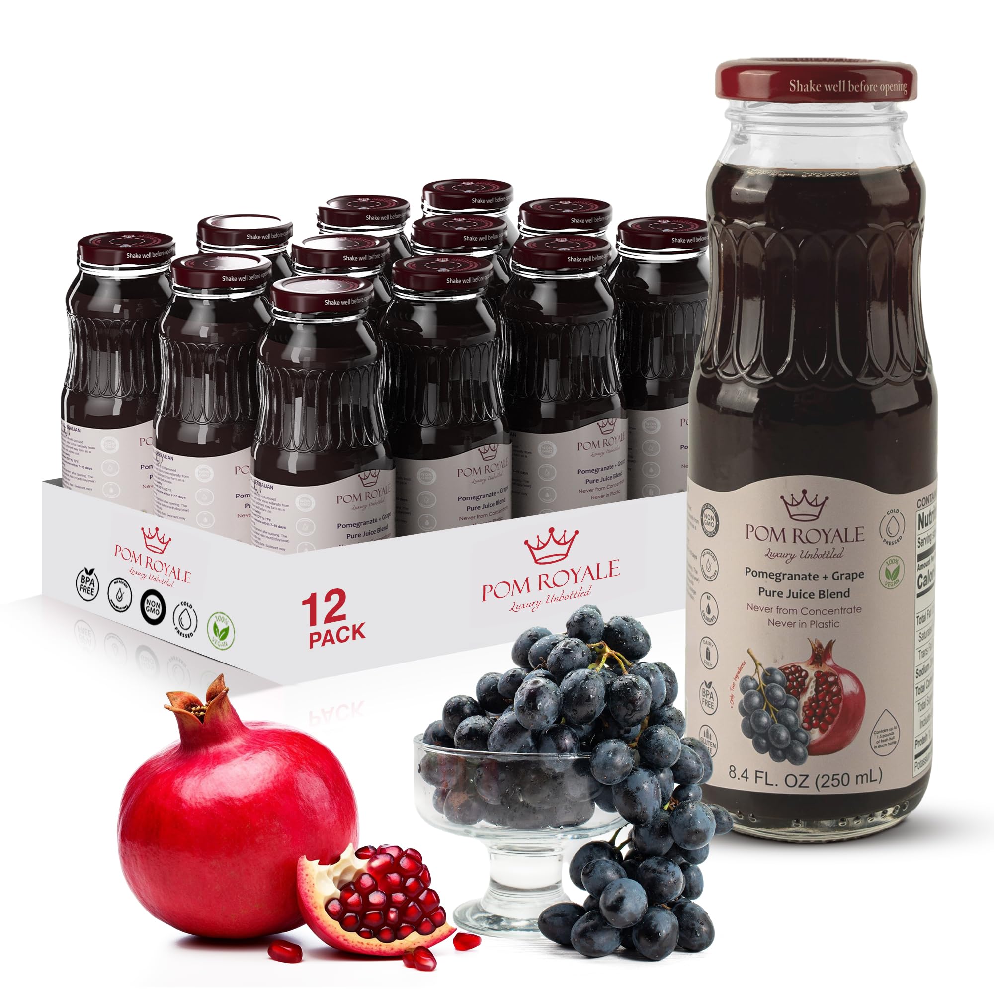 Pure Apple Juice, 8.4oz Glass Bottle (Pack of 12), Cold Pressed Juice, Not from Concentrate, Non-GMO, No Sugar Added, Gluten Free, Kosher Certified, Preservative Free — view 17