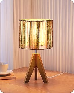 15 Boho Bedroom Ideas for Relaxed Warm Textured Comfort 54 EDISHINE Small Rattan Table Lamp, Wood Tripod Bedside Lamp, Boho Nightst...