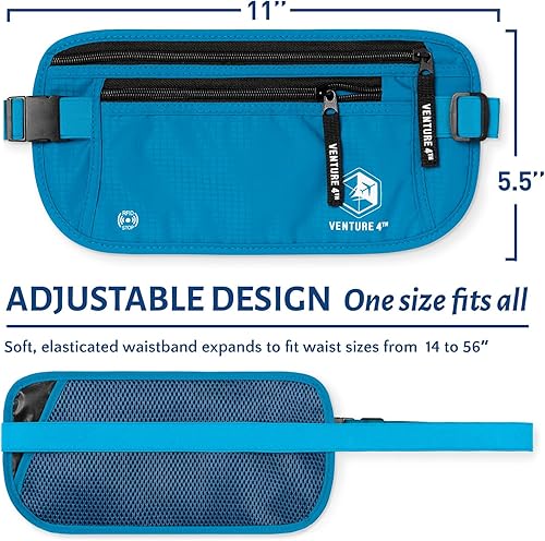 Miniatura 2 de VENTURE 4TH Cinturón de dinero de viaje, soporte delgado para pasaporte, bolsa de viaje con bloqueo RFID para proteger efectivo, tarjetas de crédito
