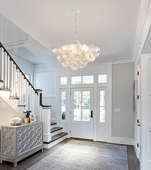 MEIXISUE Modern Bubble Glass Chandelier,White Globe Nordic