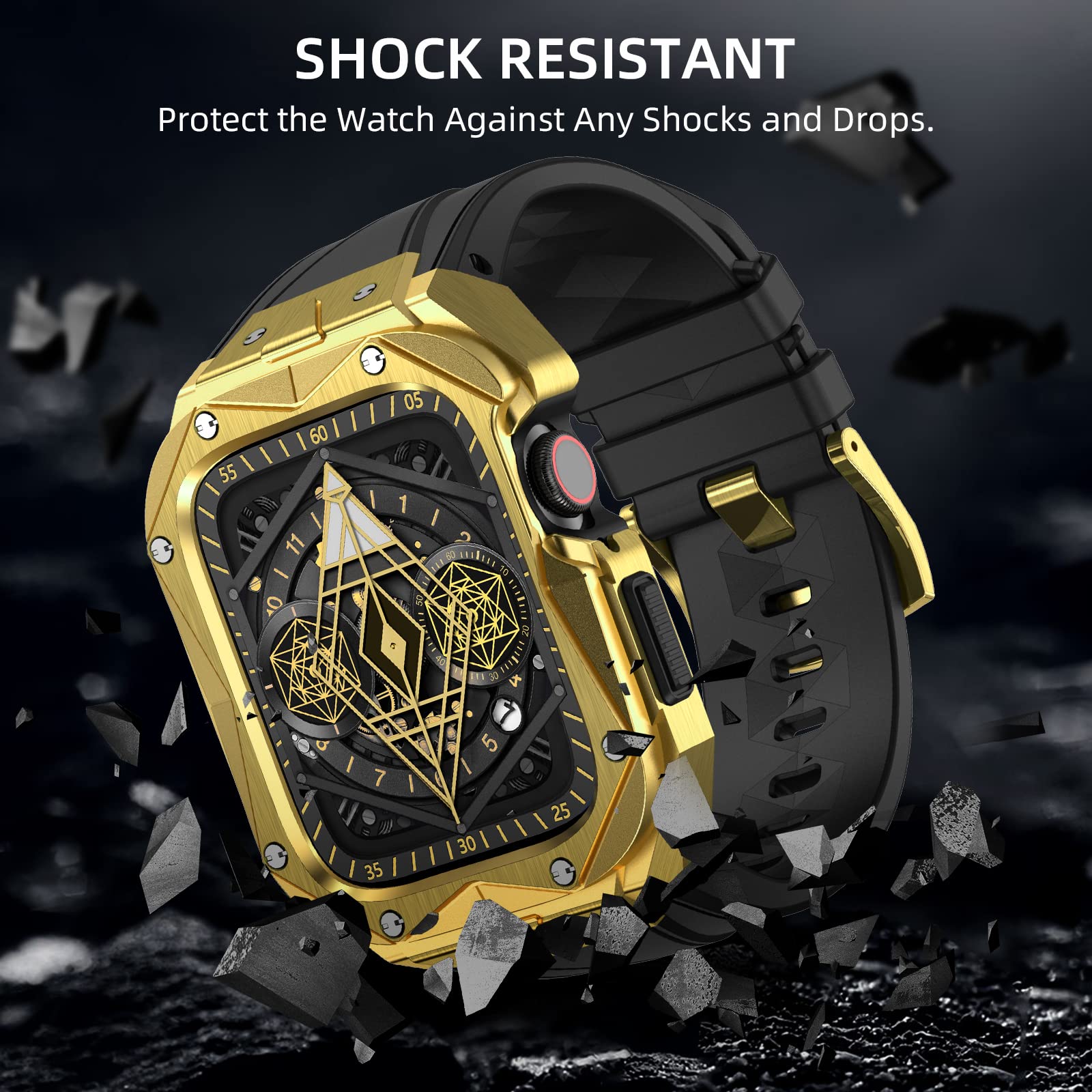 DAZE - Custodia protettiva compatibile con Apple Watch serie 9, 8, 7, 6, con custodia da 44 mm e 45 mm, in silicone monopezzo, resistente agli urti, in TPU durevole