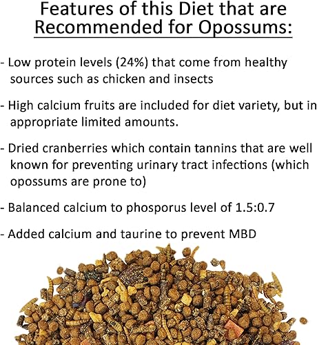 Miniatura 1 de Opossum Complete 4 LB  Dieta nutricional saludable en pellets  Alimento para zarigüeyas de cola corta y Virginia