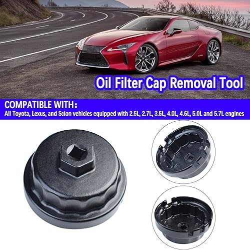 Miniatura 2 de Llave de filtro de aceite, herramienta de extracción de filtro de aceite compatible con Toyota Lexus Camry RAV4 Tundra Highlander y más, para