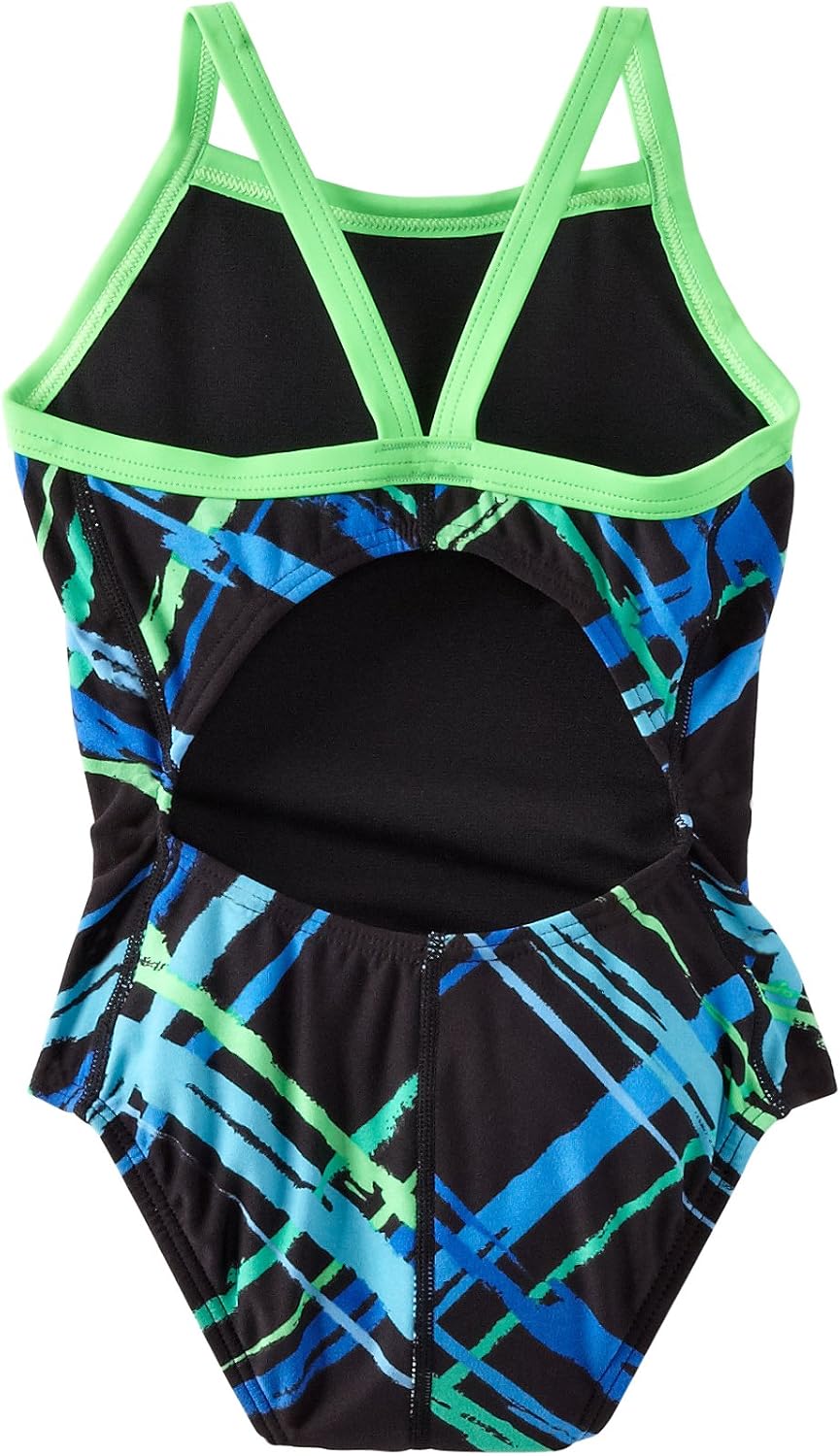 The Finals Girl's Cabana Plaid Butterfly Back Print Swimsuit