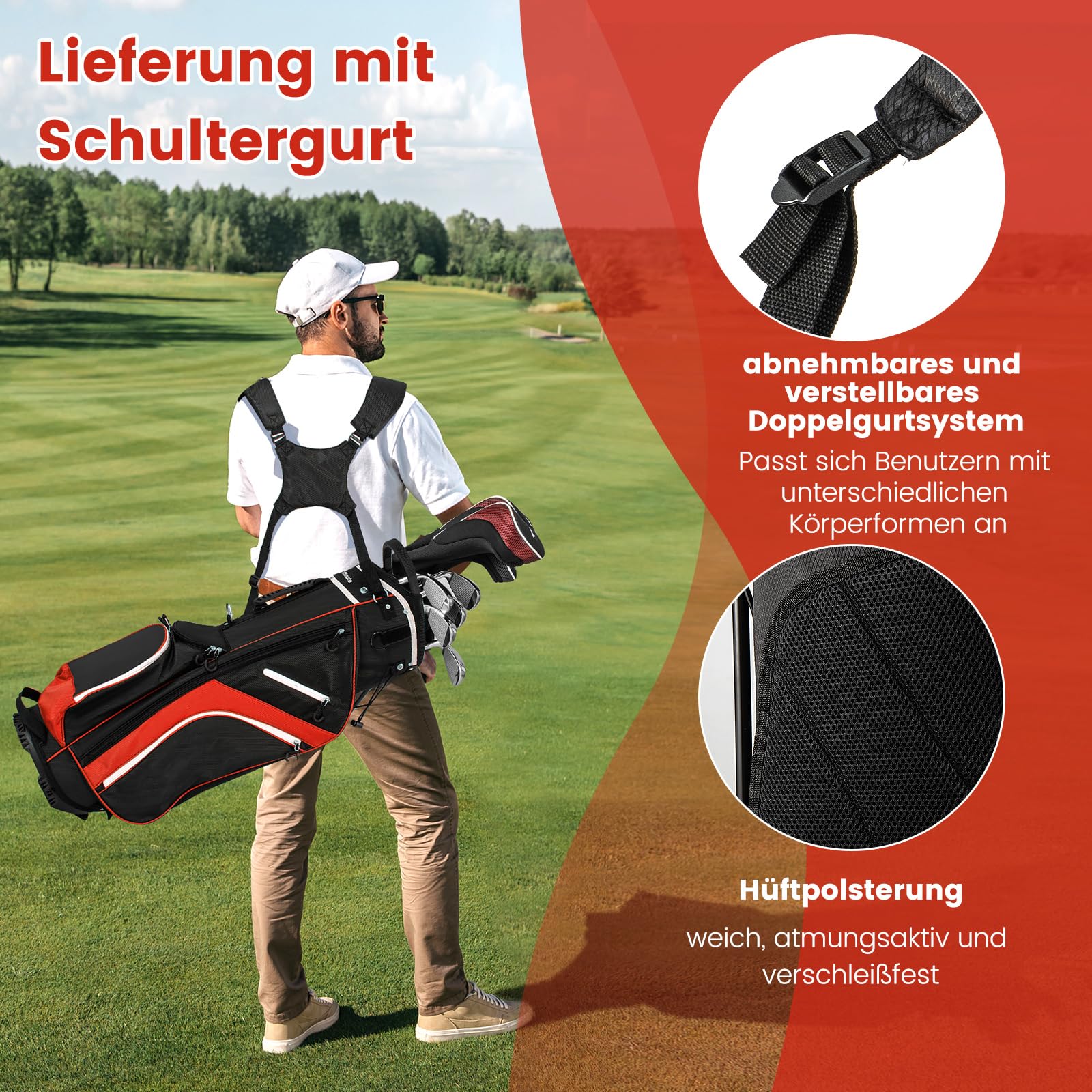 COSTWAY Torba golfowa, podział na 6/8/14 sztuk, torba golfowa, lekka torba na ołówki dla mężczyzn i kobiet
