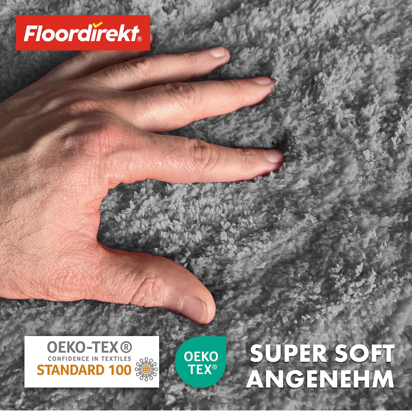 Floordirekt Badematte Sky, Badteppich in Rund, Dichtes, Flauschiges Wohlgefühl für Ihr Zuhause, Badvorleger rutschfest waschbar, schadstoffgeprüft (Silbergrau, 120 cm (Rund))