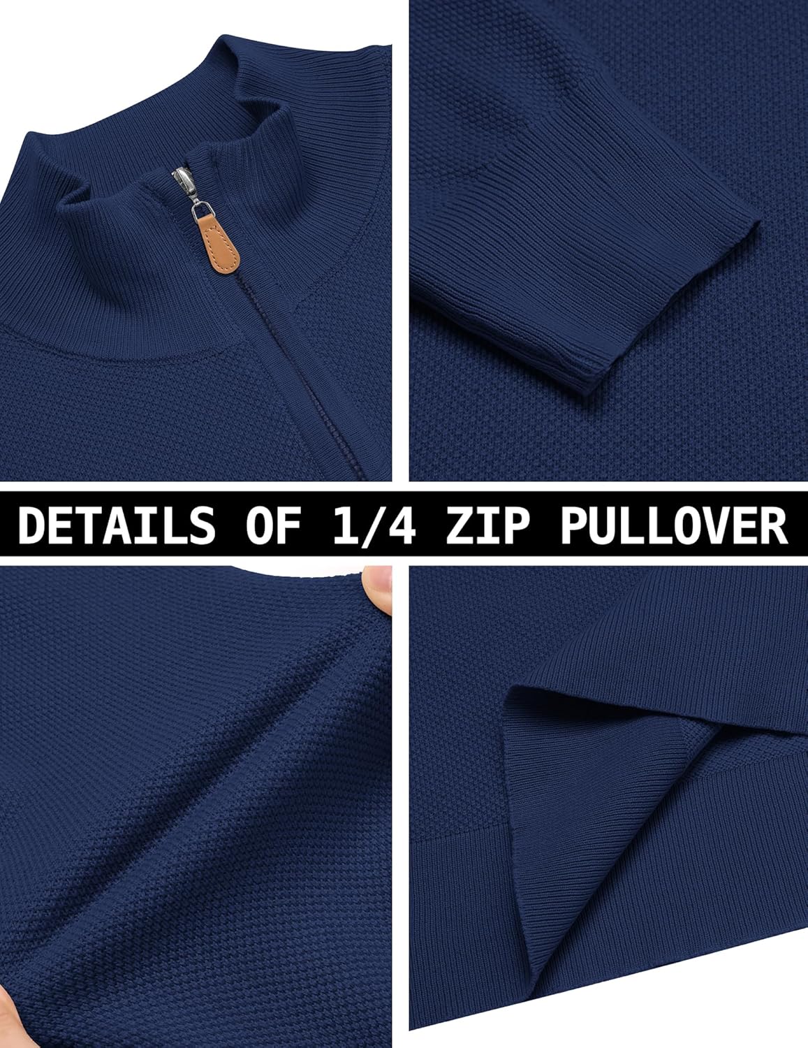 COOFANDY Men's Quarter Zip Pullover Dress Slim Fit Sweater Mock Neck Sweaters Casual Long Sleeve Pullovers - Image 6