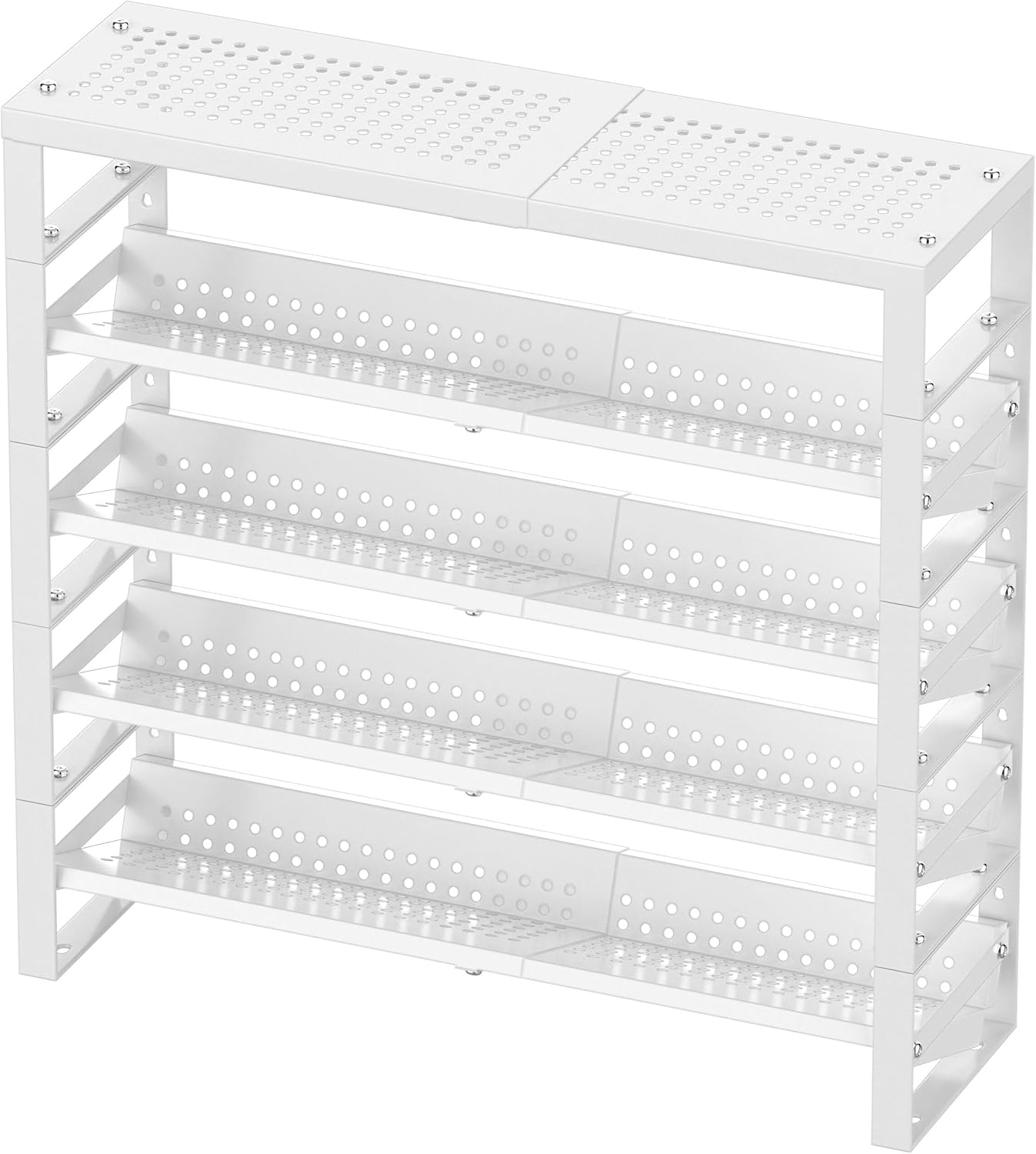 Expandable, Stackable, Adjustable Spice Rack kitchen Organizer,Metal Pantry Storage Shelves - Multi-Tier Shelf for Cabinet, Countertop, Pantries, Cupboard or Wall Mount,Black