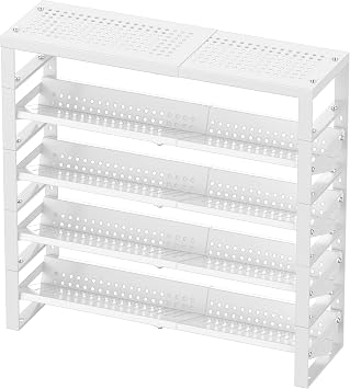 Jojocross Expandable, Stackable, Adjustable Spice Rack kitchen Organizer,Metal Pantry Storage Shelves - Multi-Tier Shelf for Cabinet, Countertop, Pantries, Cupboard or Wall Mount,White