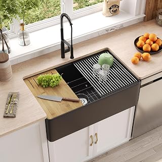 DeerValley 33 Inch Black Farmhouse Sink