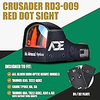 Vista 2 de ADE Crusader RD3-009 Punto rojo + Placa de montaje/adaptador de óptica con mira trasera para todos los modelos Glock (no preparados para óptica)