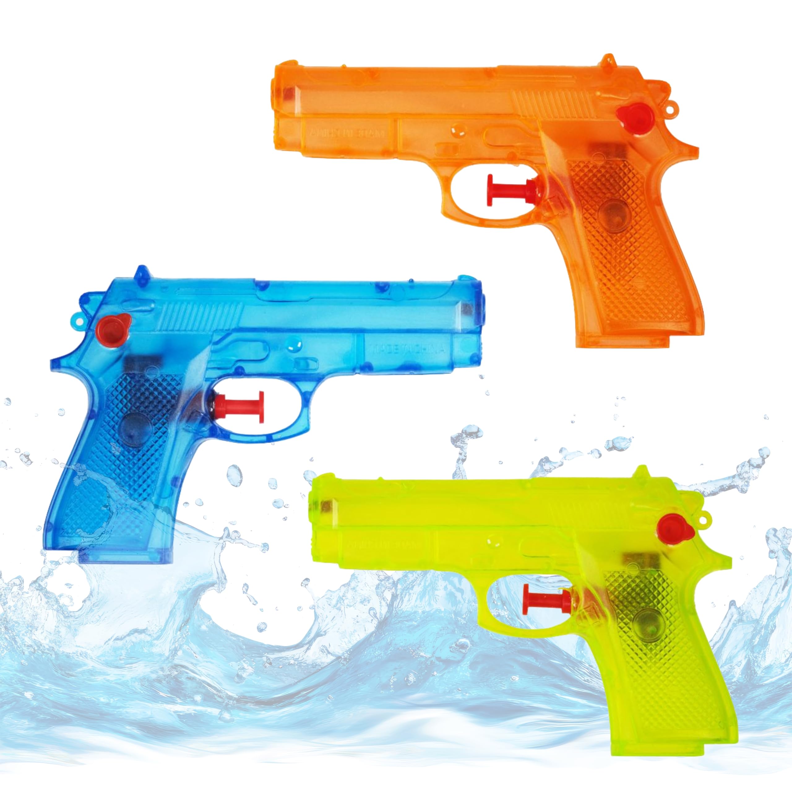 Set di 3 pistole ad acqua, 15 cm, colorato, portata extra grande, pistola a spruzzo piccola, mini pistola a spruzzo per bambini