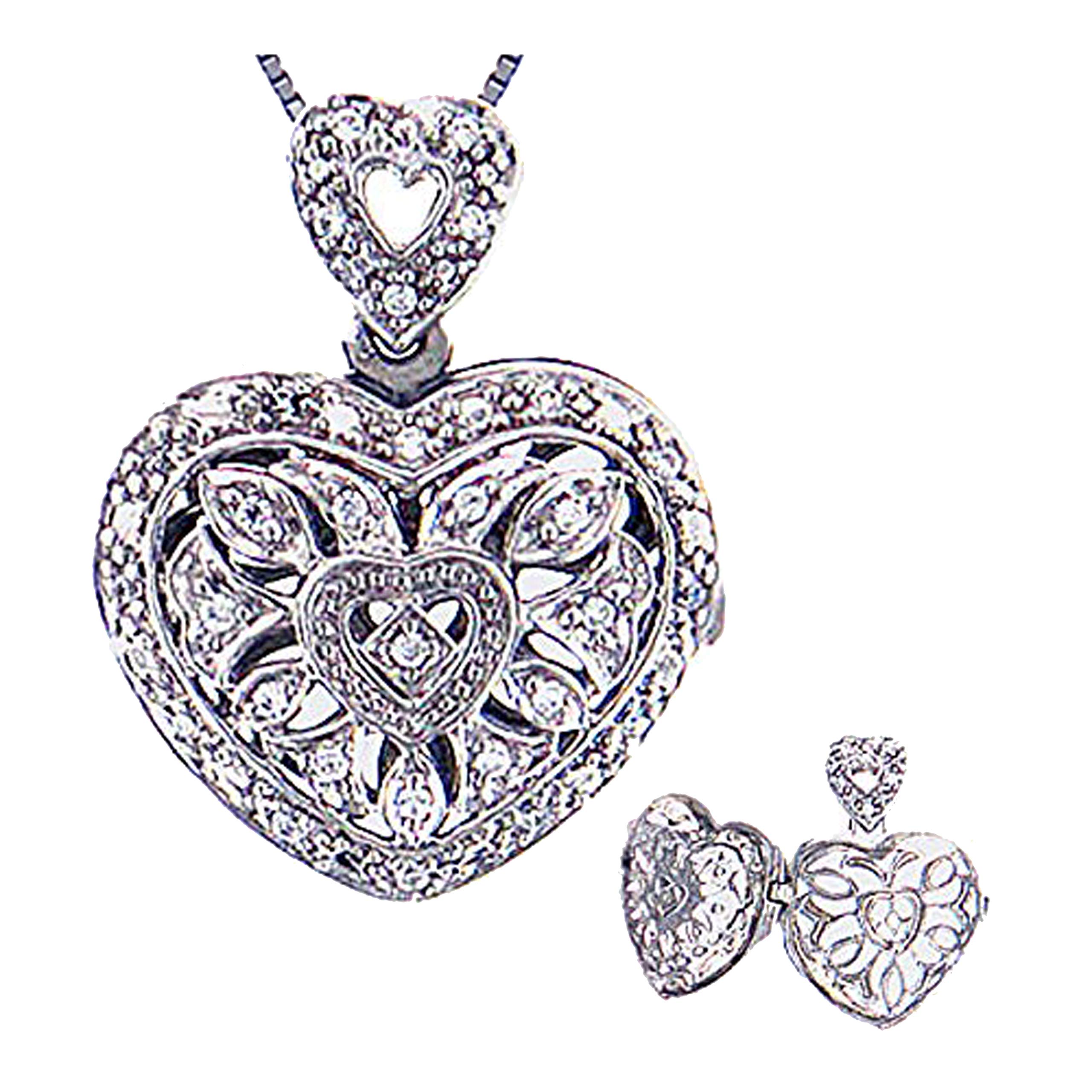 DazzlingRock Collection 0.20 carati (ctw) in argento sterling ciondolo cuore diamante medaglione signore 0.20 ct