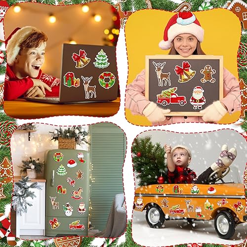 Miniatura 7 de Umigy 16 piezas de pintura de diamantes de Navidad para refrigerador, muñeco de nieve, Papá Noel, ciervo, diamante, calcomanías de arte de