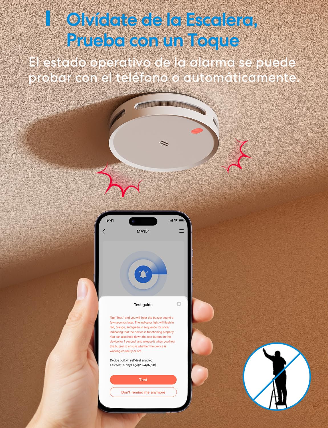 Meross Smart Detector De Humo Conectado, Alarma De Incendios WiFi con Doble Sensor Óptico, Alarma De Fuego con Notificación App, Detector De Humos, 33 mm, Hub Requerido, 1 Unidad