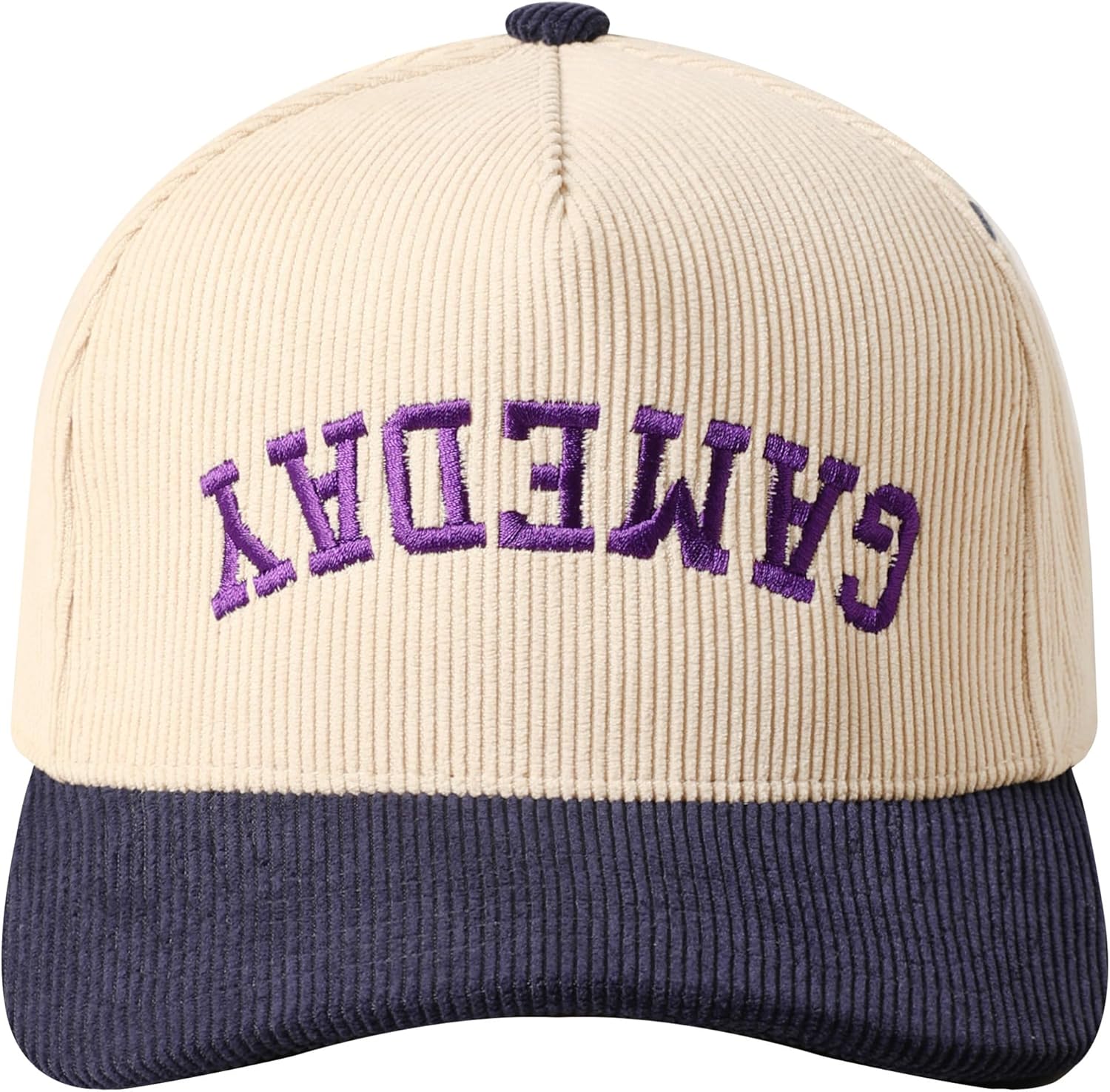 MIRMARU Vintage Novelty Embroidered Two-Tone Cotton Corduroy Trucker Baseball Cap for Men & Women