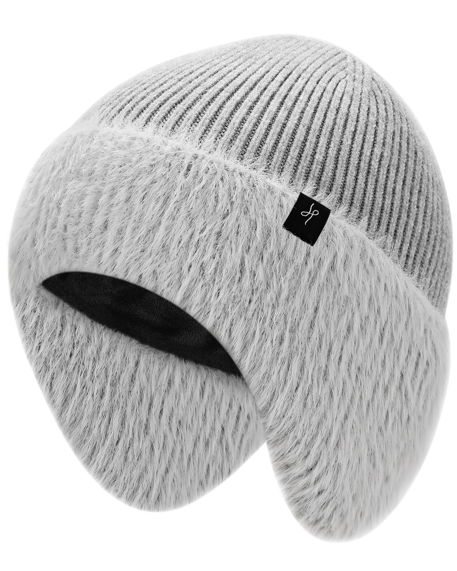 HAMUNI Winter Fleece-Lined Beanie with Earflaps, Warm Windproof Unisex Beanie Hat for Skiing, Hiking & Outdoor Winter Sports