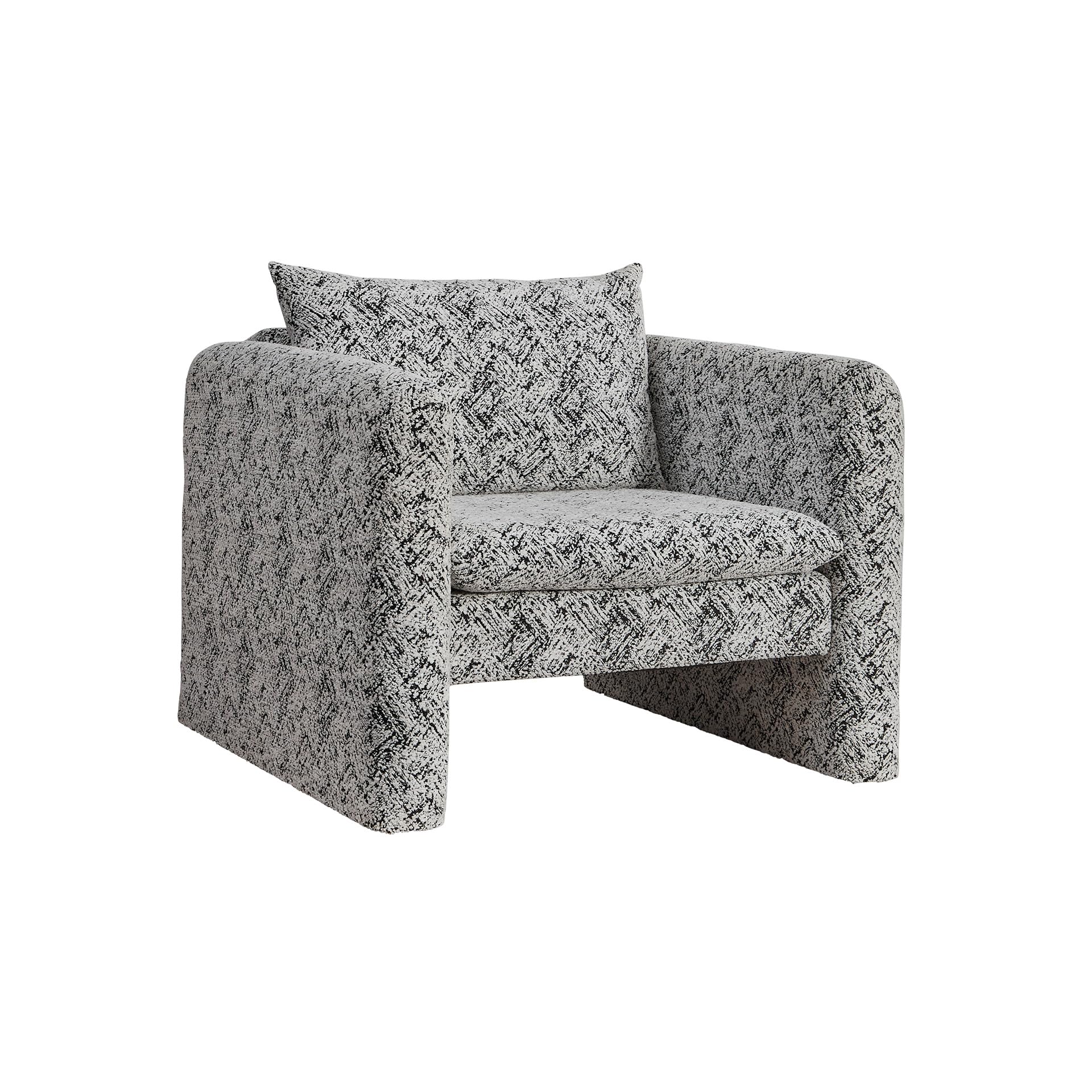 Signature Design by Ashley Kenbell Contemporary Geometric Patterned Accent Chair with Loose Cushions, Black & White