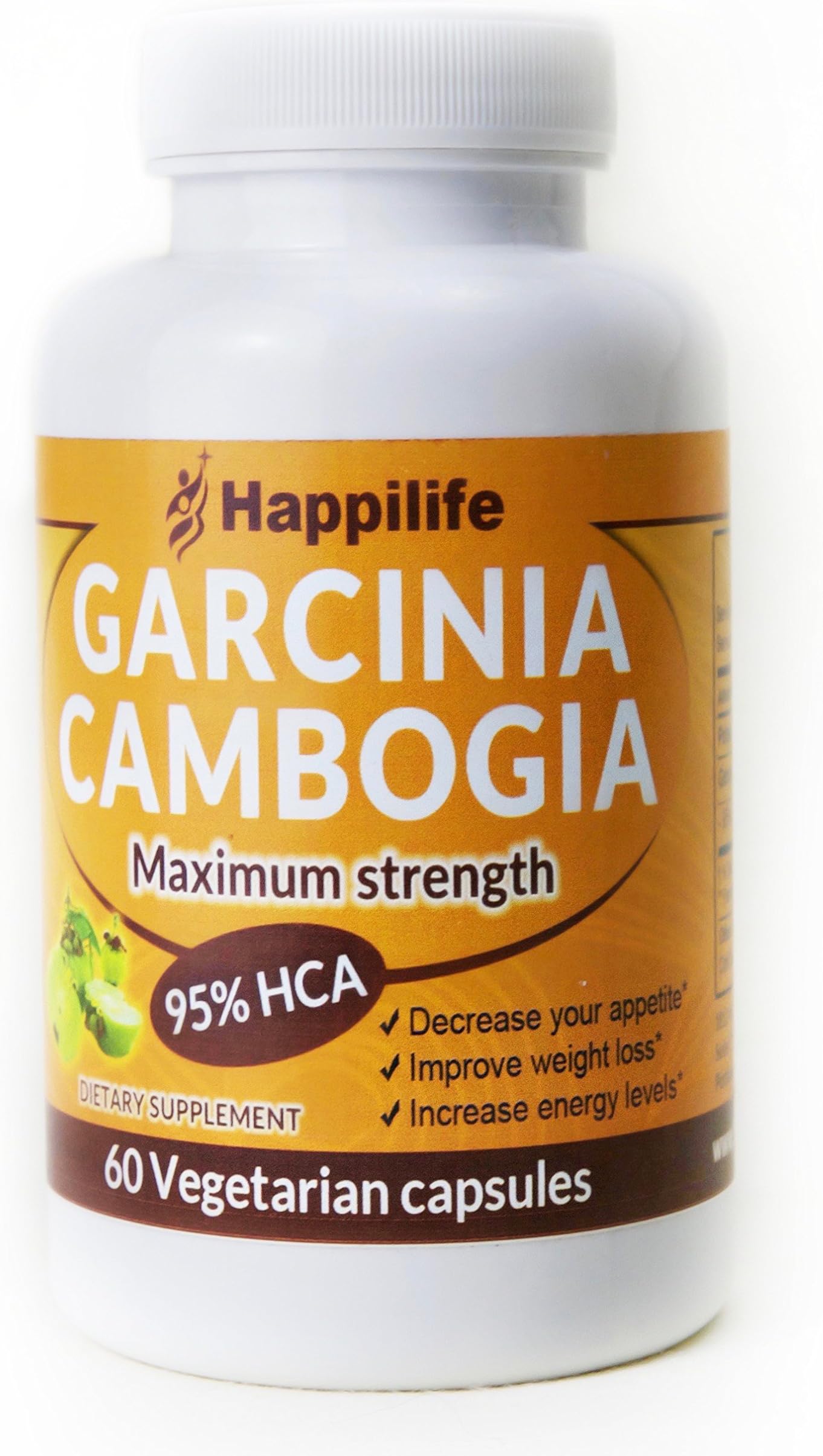 Happilife All Natural Garcinia Cambogia 95% HCA 60 Vegetarian Capsules Suitable for Men and Women