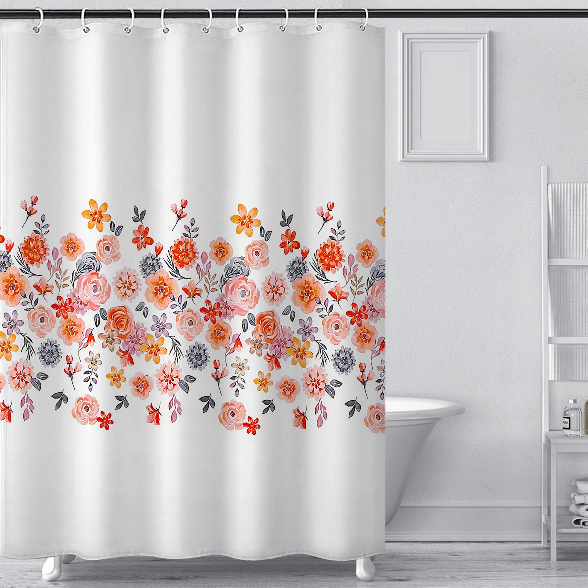 Cortina de Ducha Antimoho 180x200 Rayas, con 12 Anillas y lastres en la Parte Inferior, Lavable Impermeable, de Tela Poliéster, para la Bañera y el Cuarto de Baño — view 10