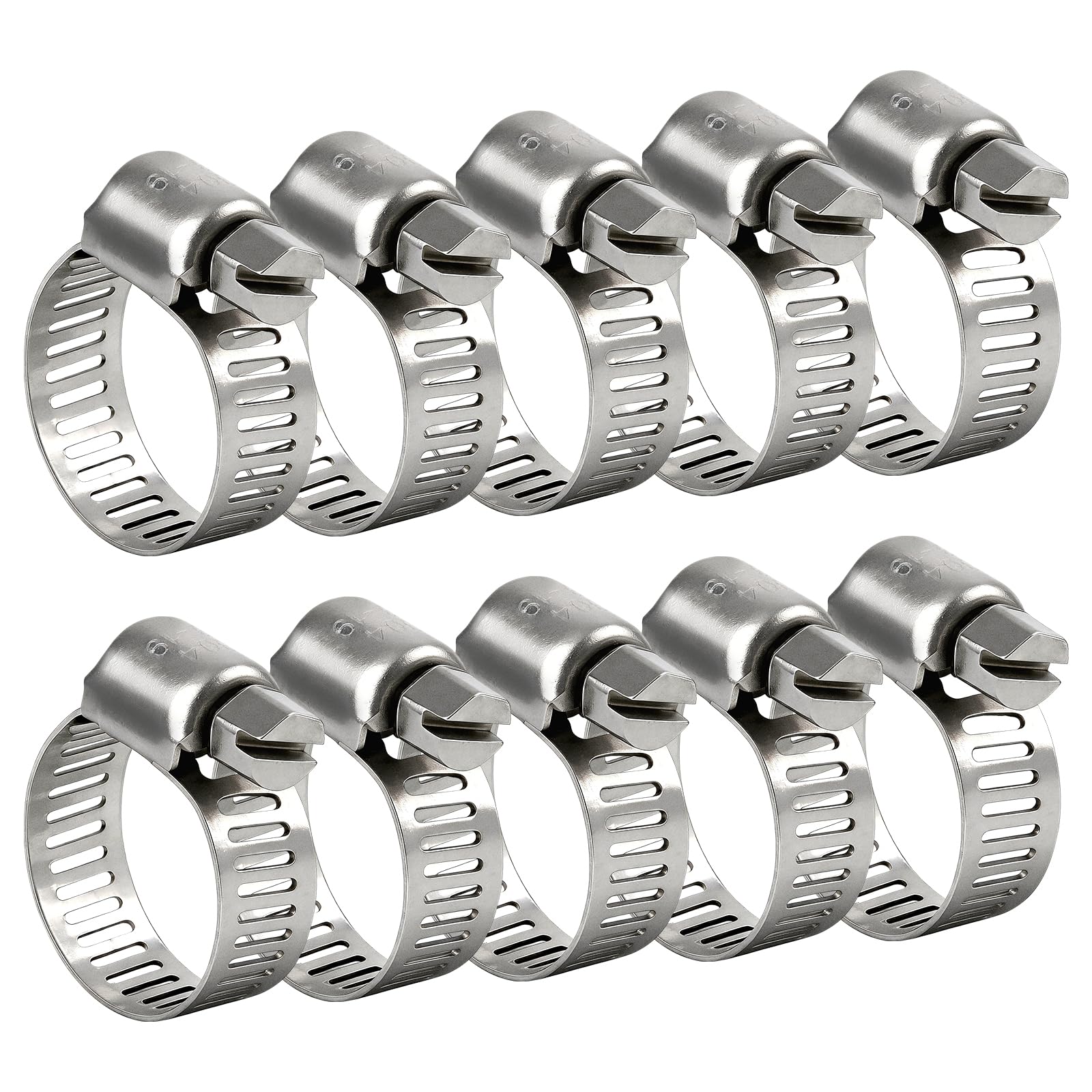 Hose Clamp 3/4 Inch, 10 Pack Stainless Steel Hose Clamps for 1/2 Inch to 3/4 Inch Hose Pipe Adjustable Worm Gear Hose Clamps Assortment Kit for Fuel Line, Automotive, Radiator, Mechanical โ image 1