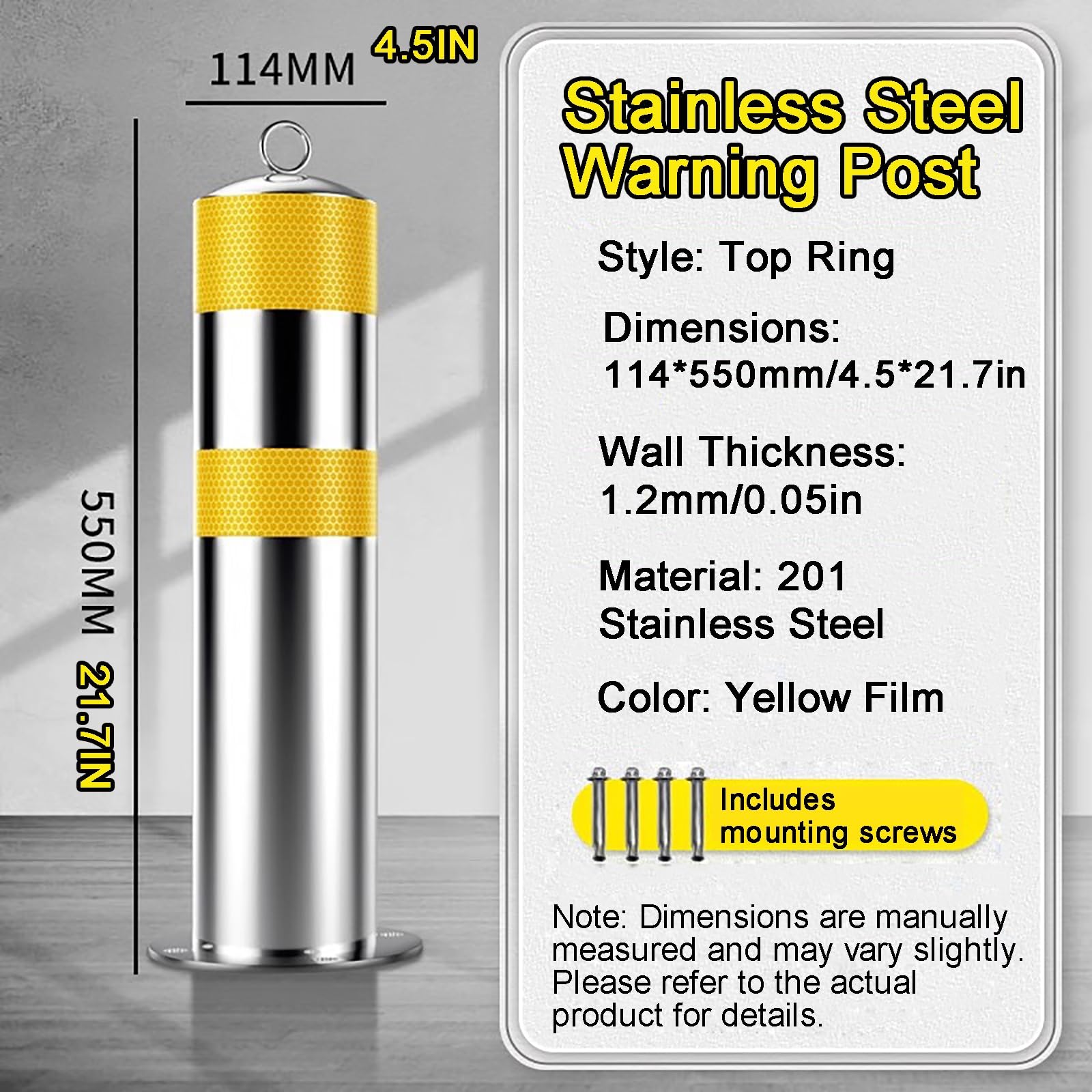 Postes de Seguridad, Bolardos de Seguridad for Entrada vehículos Acero Inoxidable(1pcs)