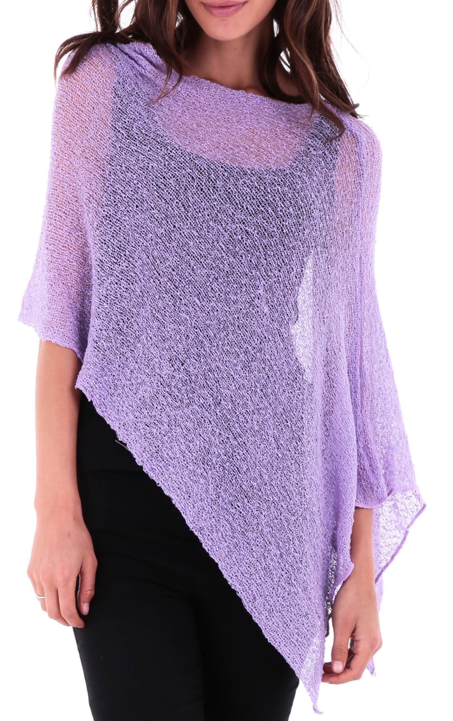 SHU-SHI - Jersey de estilo capa para mujer - Con transparencias - Punto ligero