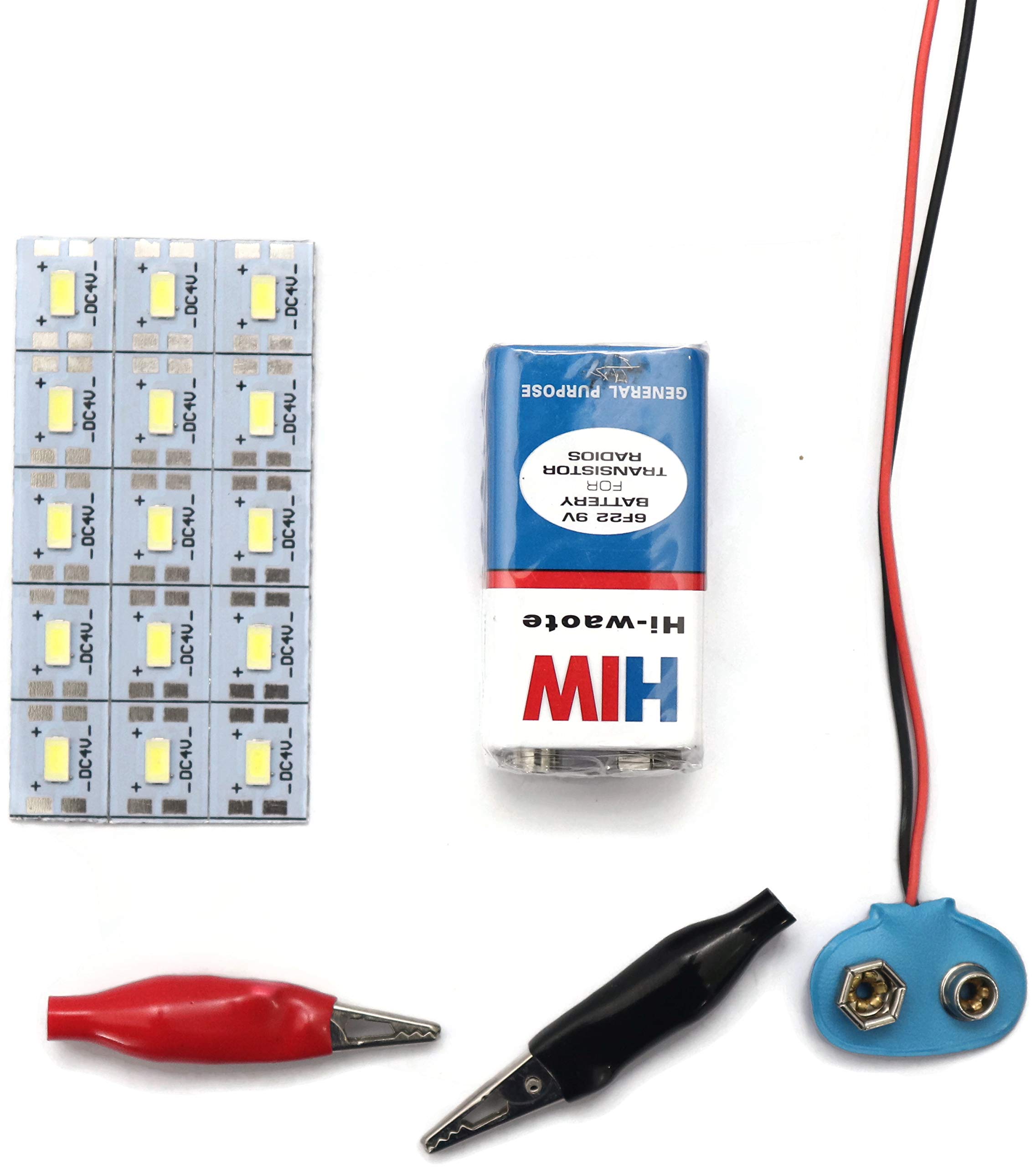 Electronic Spices - Little Engineer kit for Kids Include 4 Type of different product DIY - 4V Led Strip, 9V BATTERY, Alligator Clip, Battery Clip