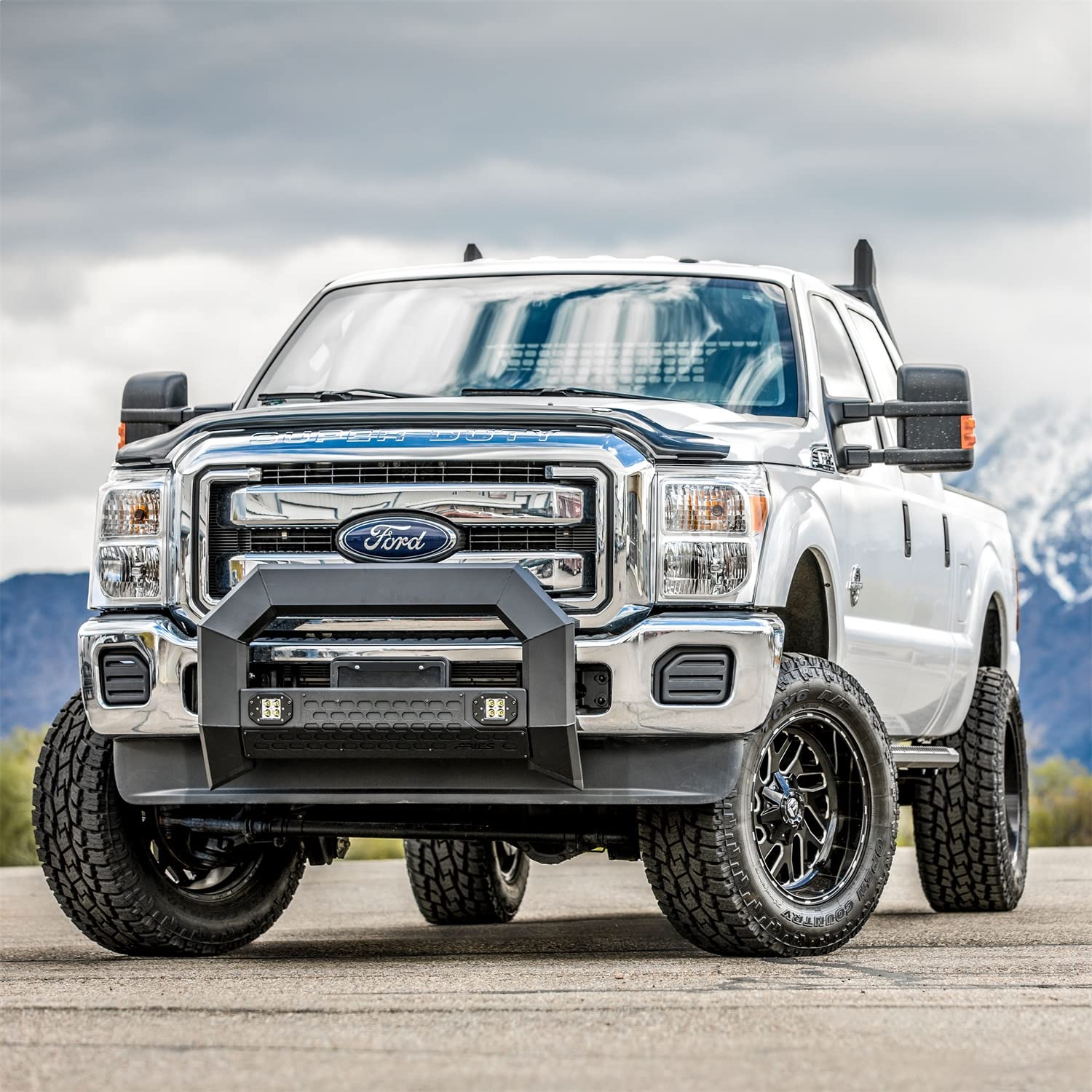 ARIES 2165101 AdvantEDGE Black Aluminum Truck Bull Bar with Lights