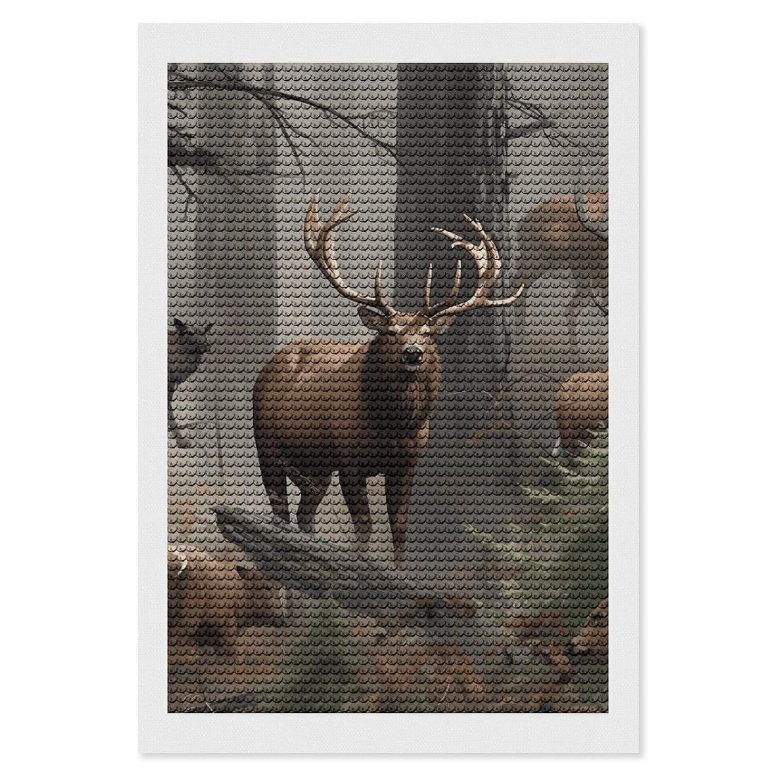 DWVTSLH Hunting Deer Bear Elk Diamond Painting Kits for Adults, Personalized Diamond Photo Art Full Drill, DIY 5D Diamond Art Painting Kits for Beginners, Home Wall Decor 8"x12"