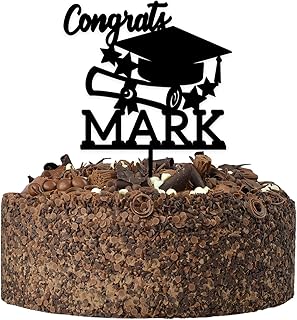 Graduation Congratulations Cake Toppers - PERSONALISED University Uni Graduation Cake Decorations - Acrylic Glitter Graduation Party Cake Topper for Him Her - Graduation Hat Scroll Cake Topper