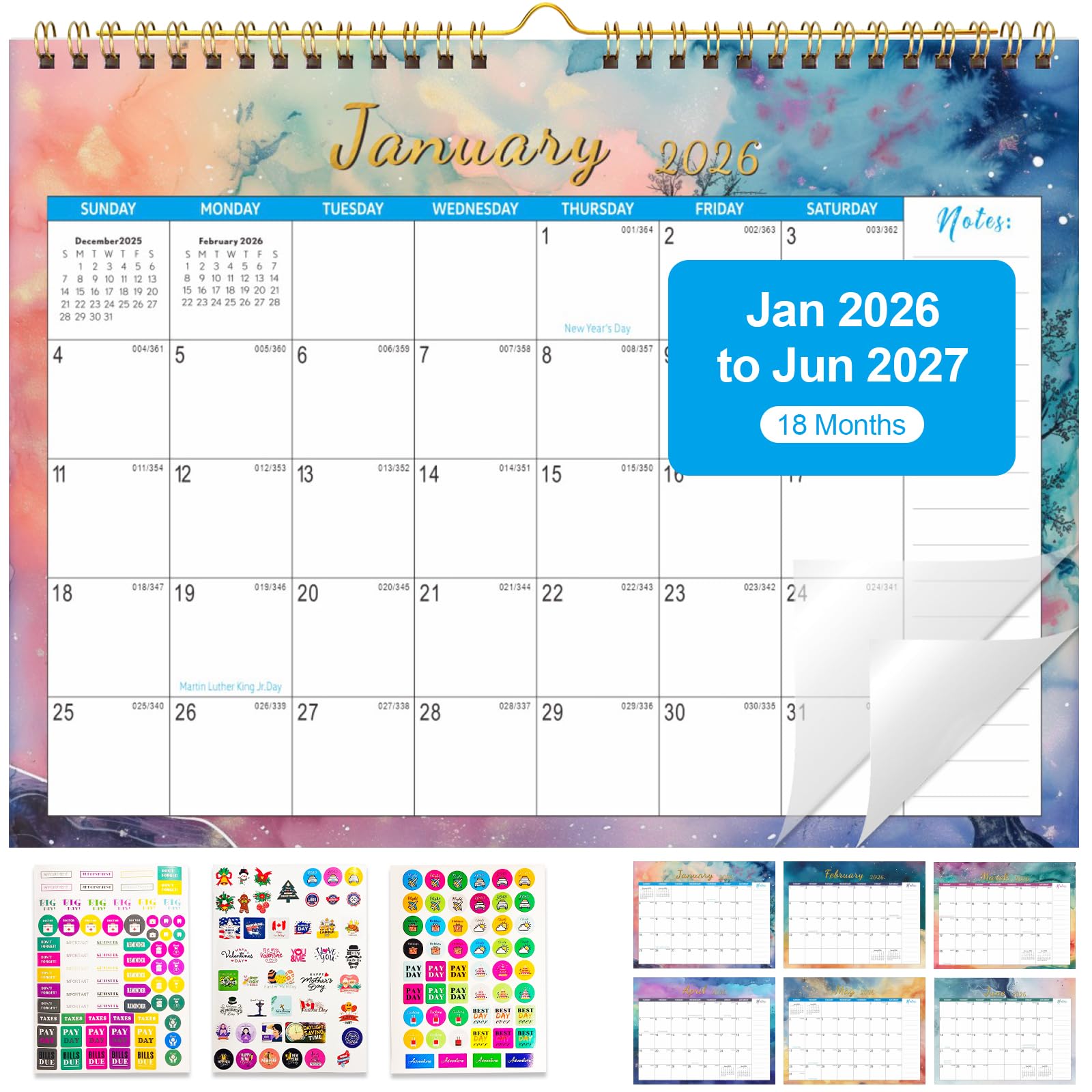 Amazon.com: Gannyfer 2026 Wall Calendar, 18 Monthly Desktop/Wall