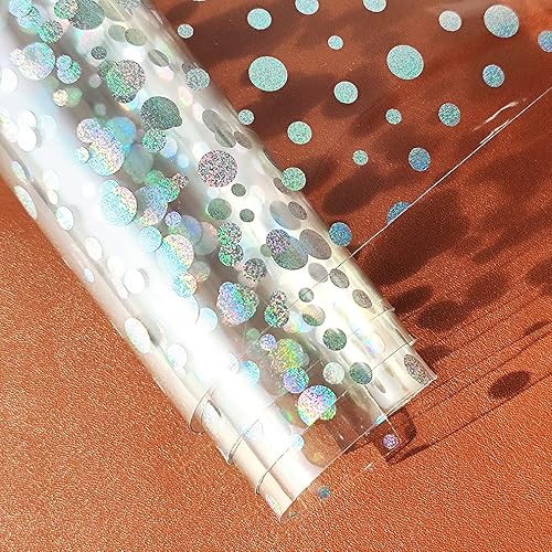 Miniatura 34 de HYANG - Hojas de piel sintética de vinilo holográfico transparente de PVC con diseño de pentágono grande, 1 rollo de 12 x 53 pulgadas