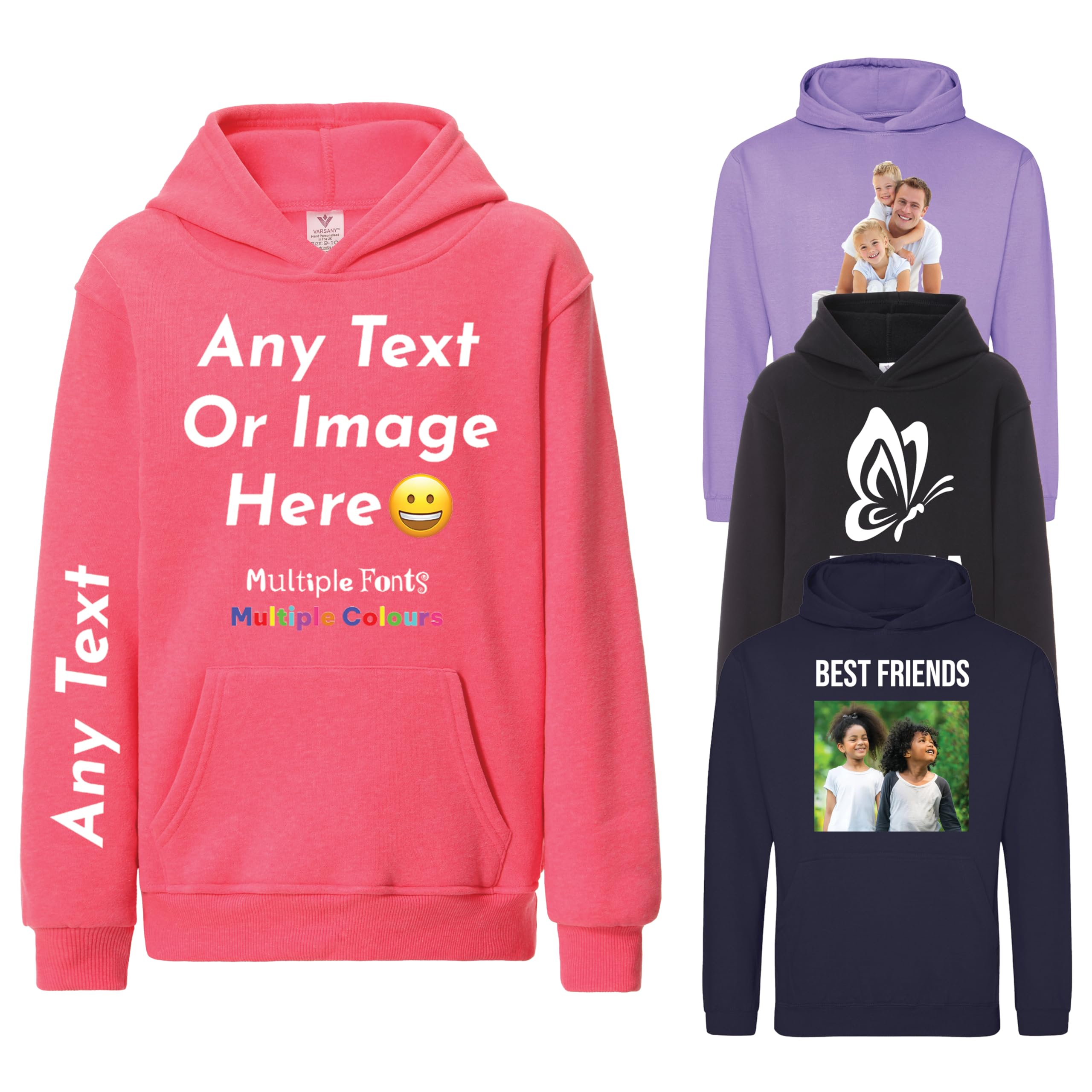 Varsany Personalised T Shirts Mens Womens Kids UK - Customised T Shirt with Any Text and Photo, Long-Lasting Printing - Design Your Own Custom T Shirt — view 26