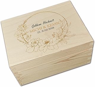 Erinnerungsbox - Für Immer | Liebesgeschenk | Geldgeschenk Verpackung Hochzeit Geldbox | Schatzkiste Hochzeit | Geschenkbox Liebe | Liebes Geschenk Holzkiste | Hochzeitsgeschenke (Goldene Hochzeit)