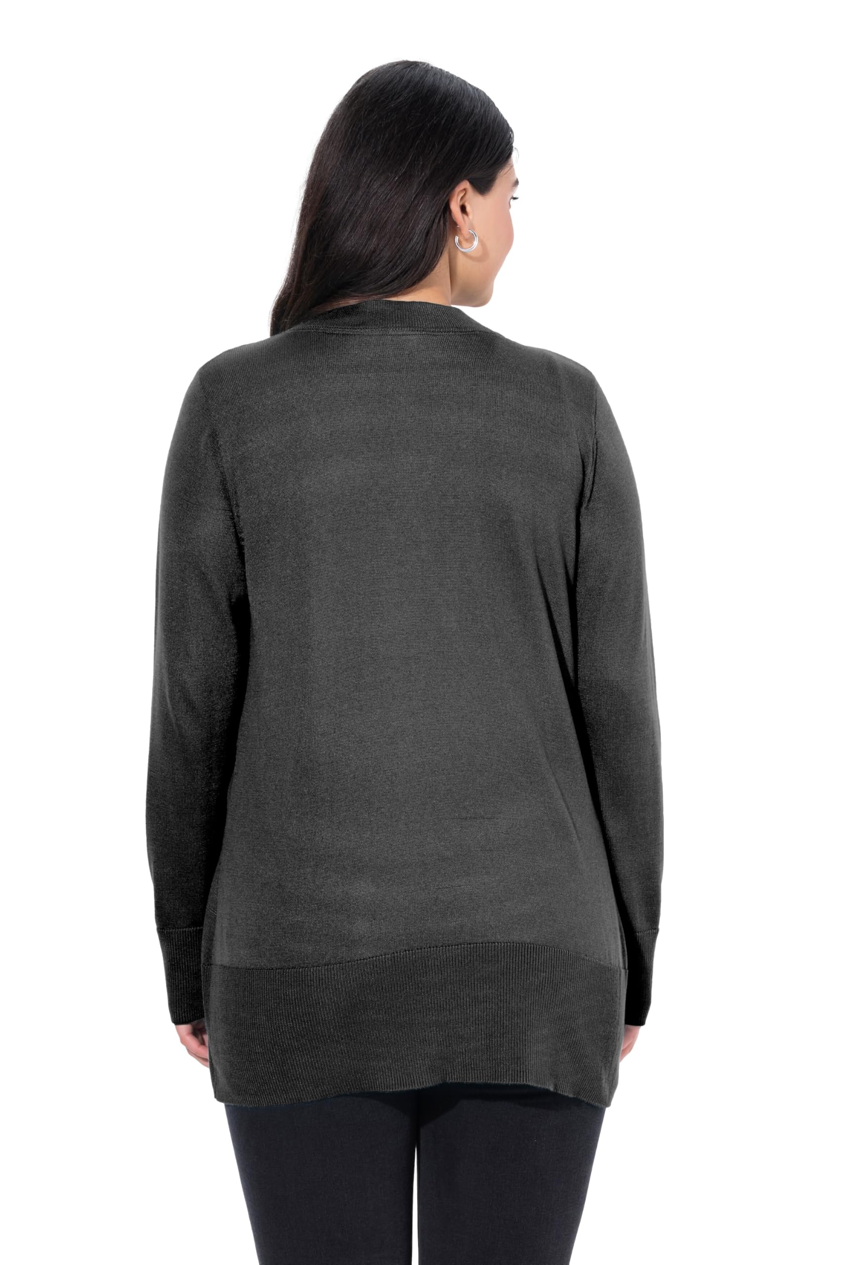 Ulla Popken Cardigan in Maglia fine con Scollatura a V e abbottonatura 791605