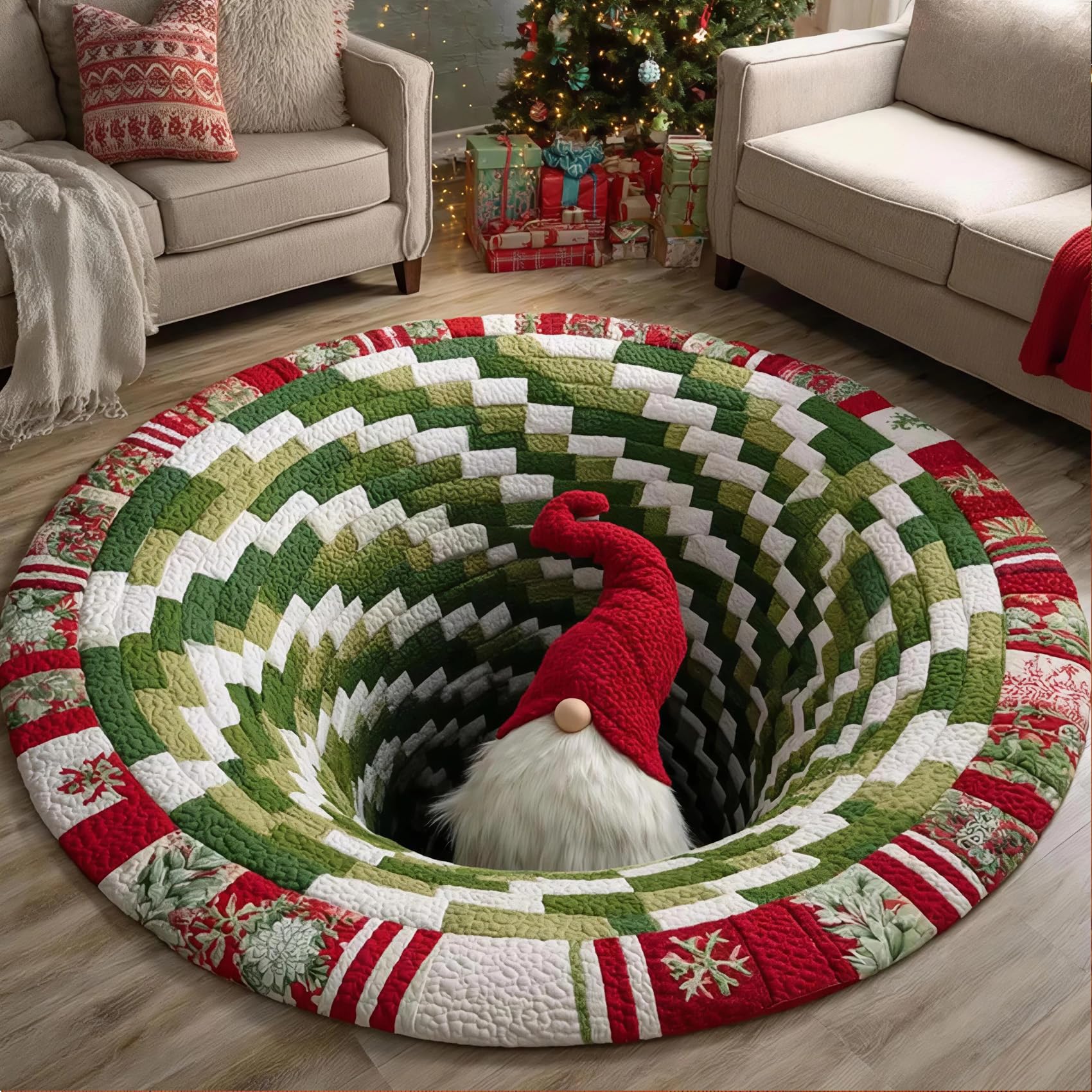 JUXDZISHW Front Door Mat Outside Entrance, 3D Optical Illusion Area Rug for Living Room Christmas 3D Trap Optical Visual Illusion Rugs Playroom Floor Carpet Mat 40/50/60/80100cm,K,100 * 100