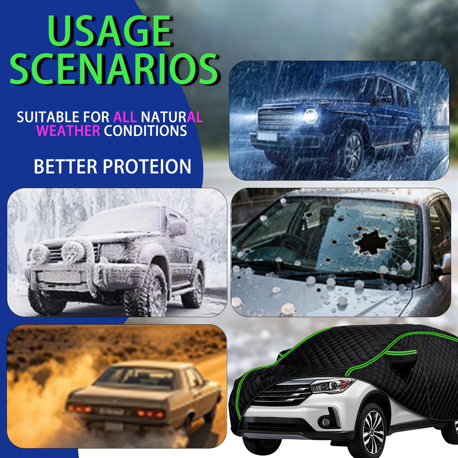 Telo Antigrandine per Auto per Hyundai Kona N-Line (2021-2026), Copri Auto Anti Grandine Fodera Interna in Morbido Cotone, Grandine, Gelo e Calore Estivo, Impermeabile e Antivento Il9