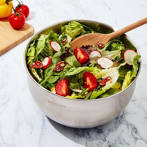 Miniatura 7 de Molinillo de ensalada de acero inoxidable, lechuga, secadora de verduras y frutas, capacidad de 5 litros, base antideslizante (acero inoxidable 304,