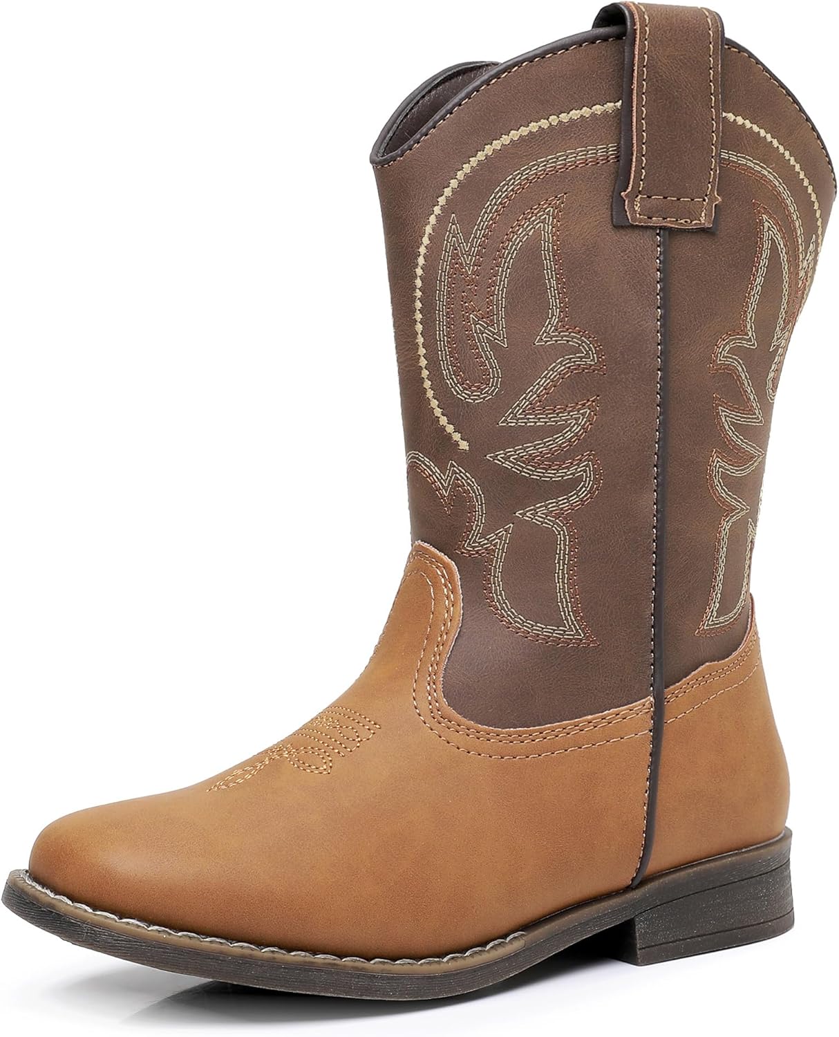 Felabo Boys Cowboy Boots - Western Square Toe Pull-On Side Zipper Embroidered Shaft Slip-Resistant Outsole (Toddler/Little Kid/Big Kid)