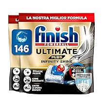 Finish Ultimate PLUS Infinity Shine Capsule Lavastoviglie, 146 Capsule, Detergenti per Lavastoviglie contro lo Sporco e i Residui Incrostati (Confezione da 2)