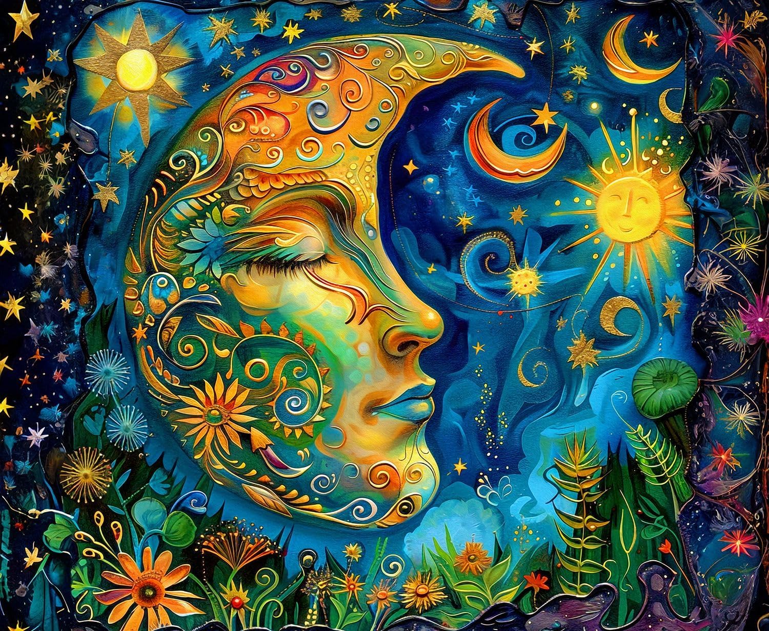 Springbok's Blue Moon 1000 Piece Puzzle for Adults by Artist Claudia McKinney is a Fun and Vivid Image to Challenge You